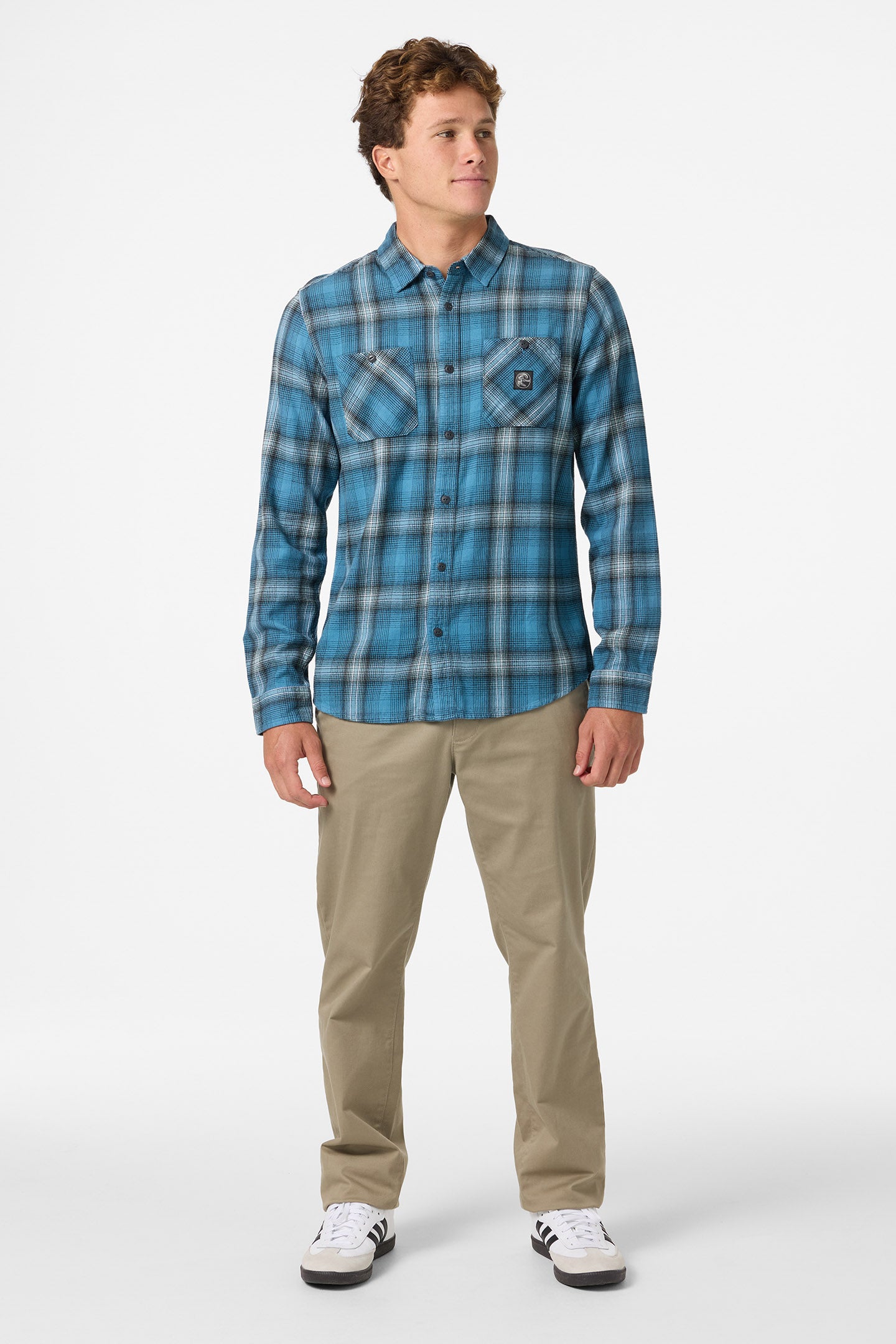 O'Riginals Clashed Flannel Standard Fit Long Sleeve Shirt - Aegean