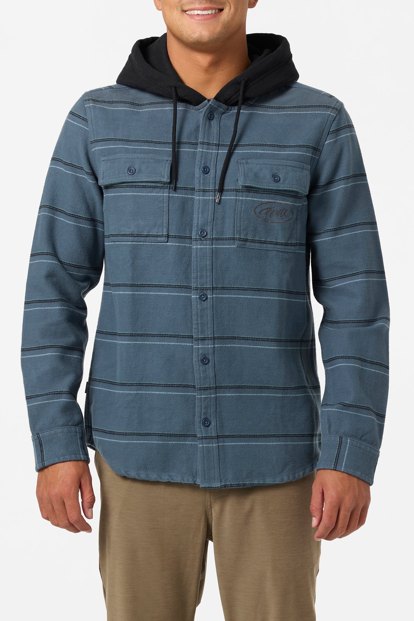 Archer Hooded Flannel Standard Fit Long Sleeve Shirt - Dark Slate