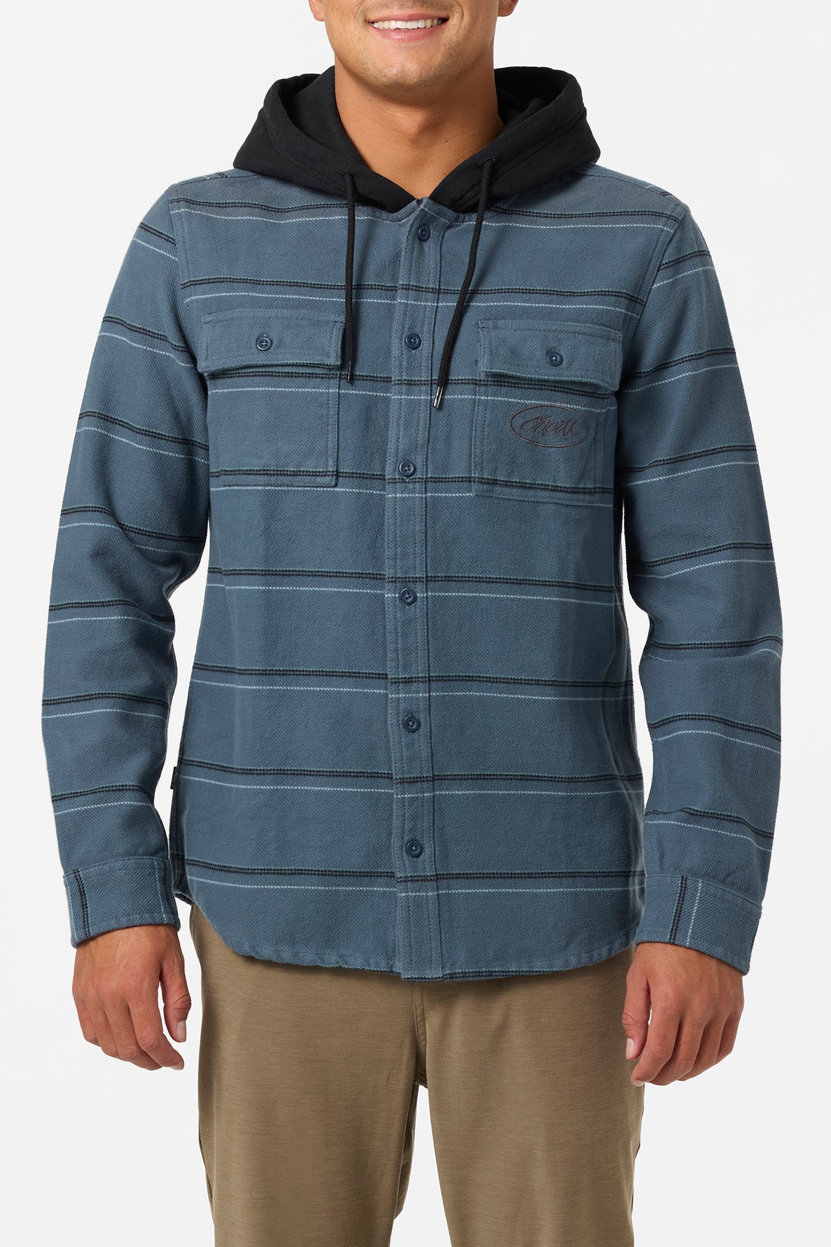 Archer Hooded Flannel Standard Fit Long Sleeve Shirt - Dark Slate 
