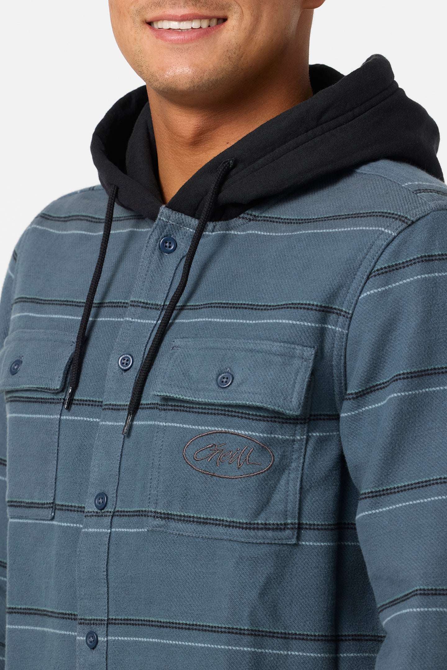 Archer Hooded Flannel Standard Fit Long Sleeve Shirt - Dark Slate