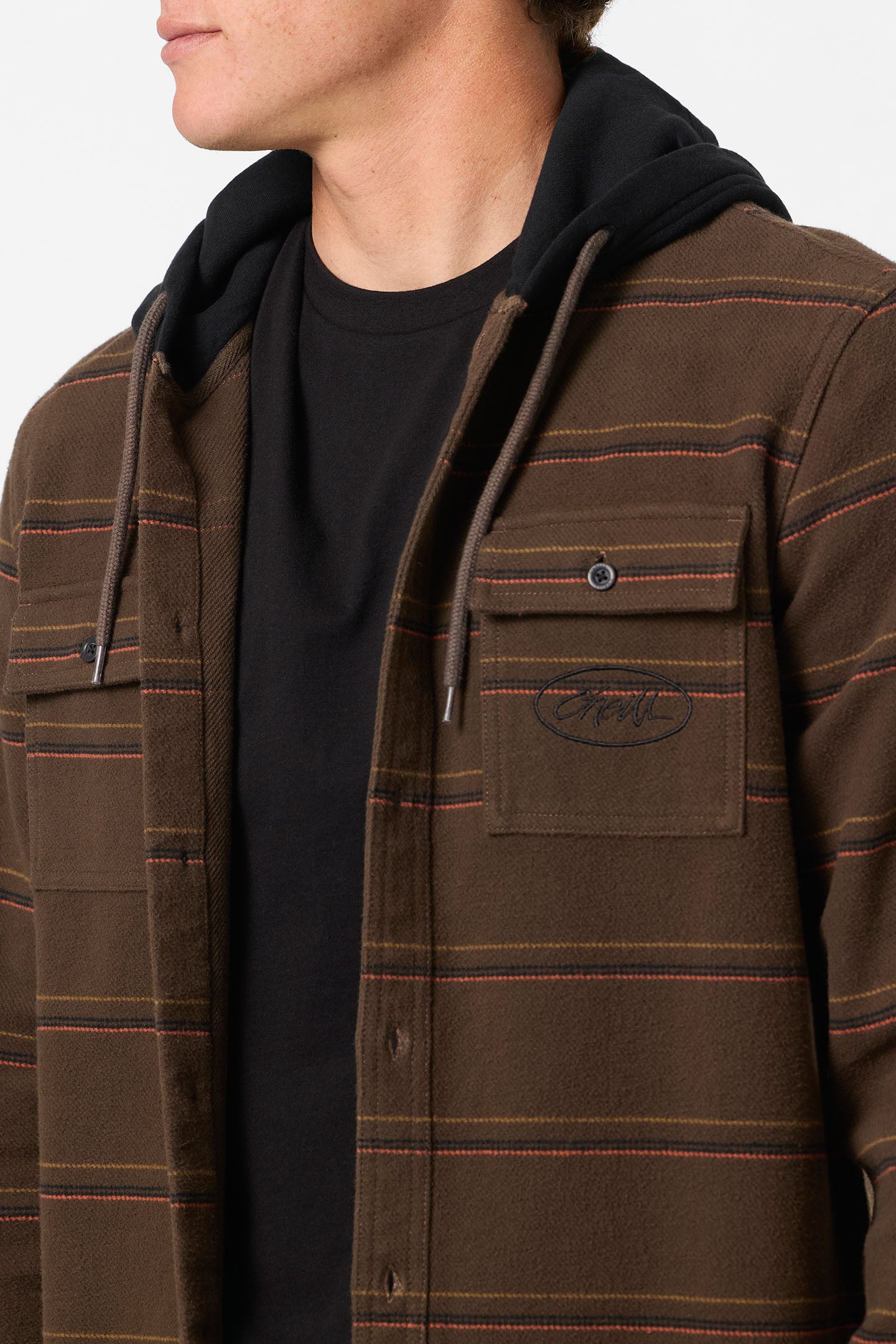 (取寄) オニール メンズ アーチャー フーデット フランネル シャツ O'Neill men Archer Hooded Flannel Shirt Turkish Coffee Archer Hooded Flannel Standard Fit Long Sleeve Shirt - Turkish