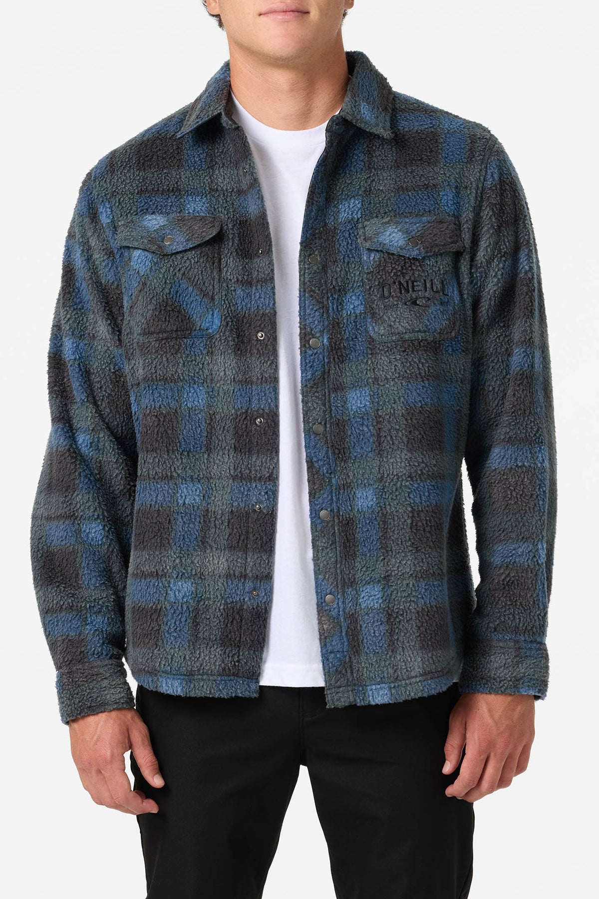 Glacier Plaid High Pile Superfleece Standard Fit Long Sleeve Shirt 
