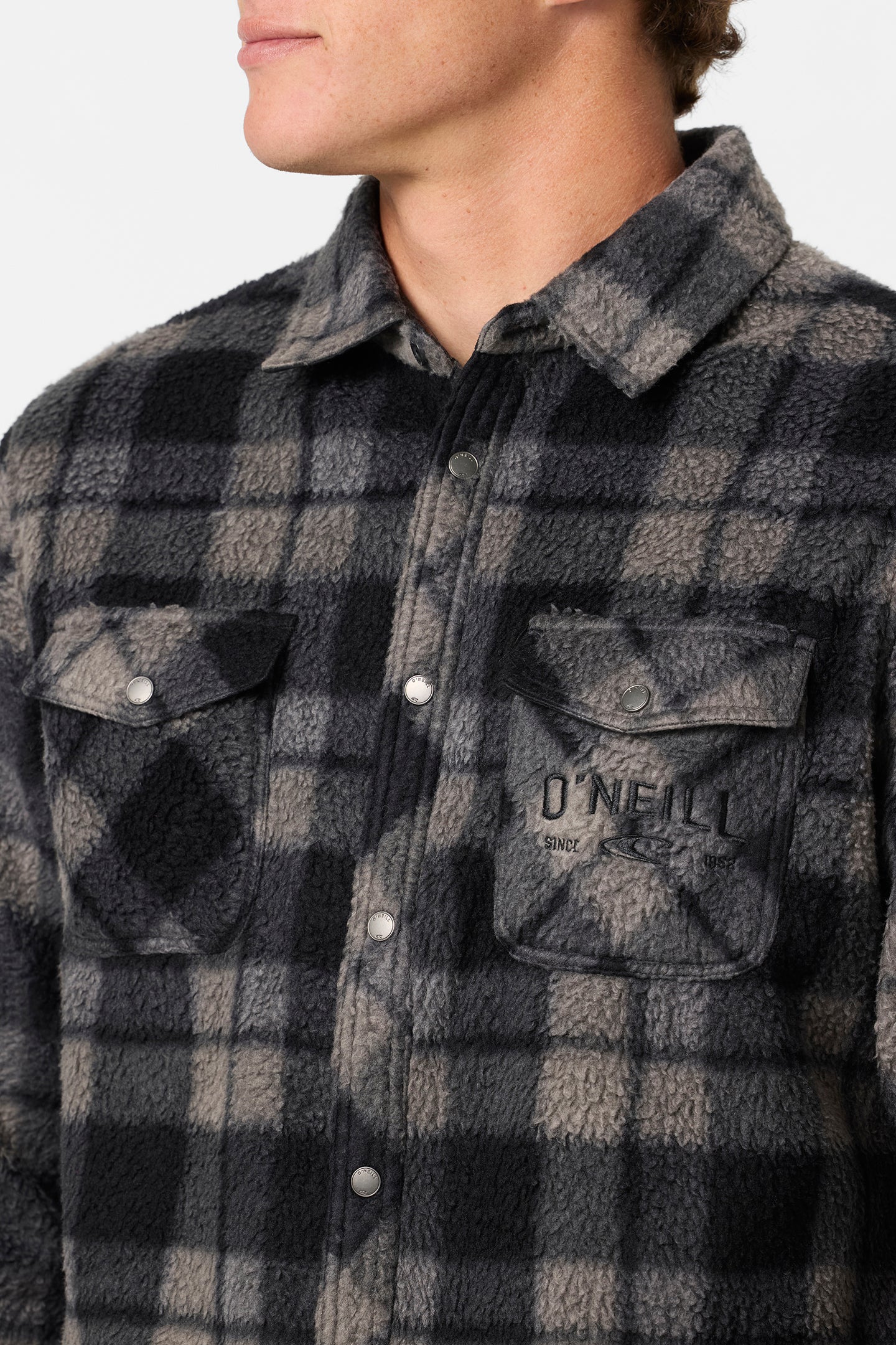 Glacier Plaid High Pile Superfleece Standard Fit Long Sleeve Shirt