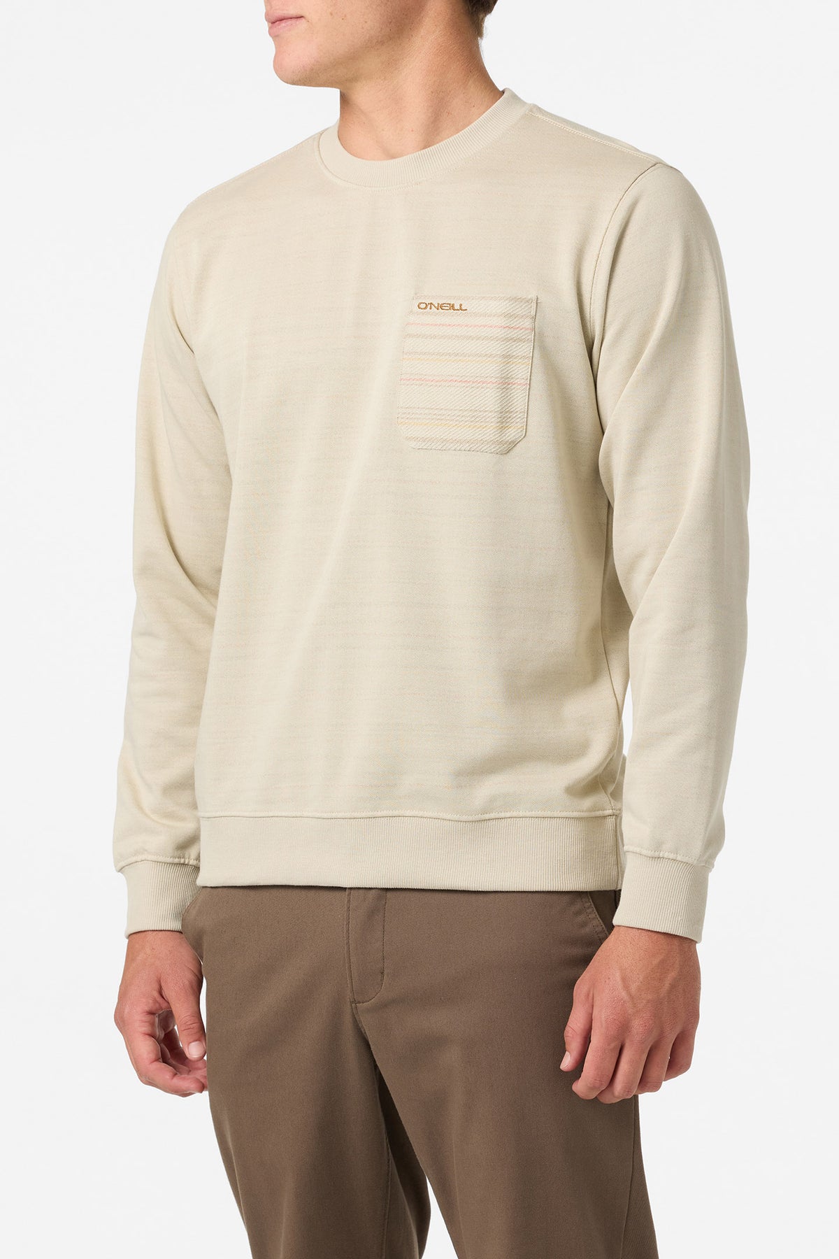Bavaro Blocked Crew Crew Neck Fleece - Lt Khaki | O