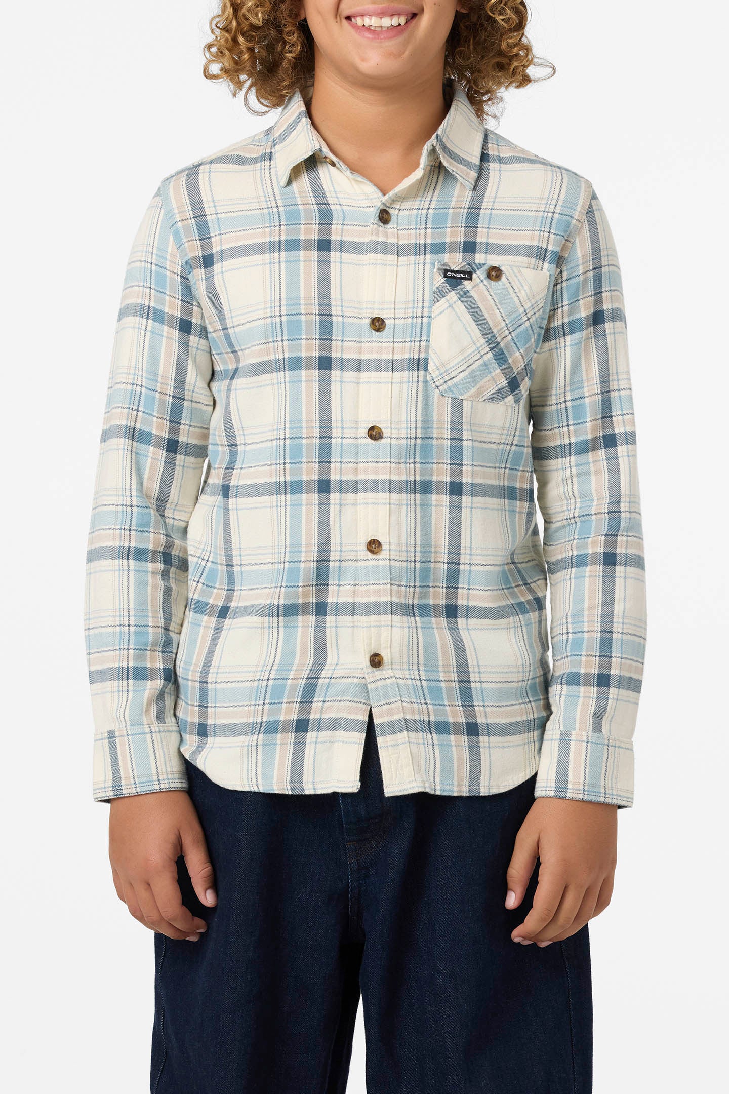 Boy's Redmond Plaid Flannel Long Sleeve Shirt - Cream | O'Neill