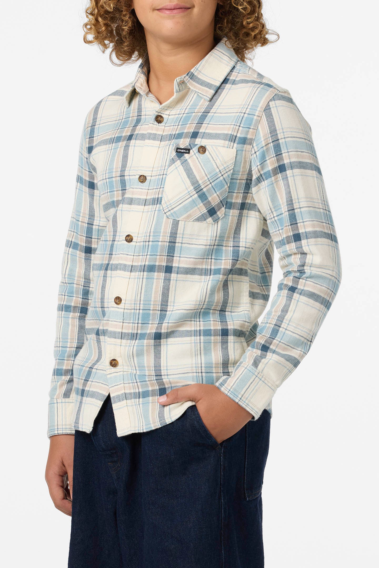 レディメイド READYMADE Blanket Check Shirt Boy's Redmond Plaid Flannel Long Sleeve Shirt - Cream | O'Neill