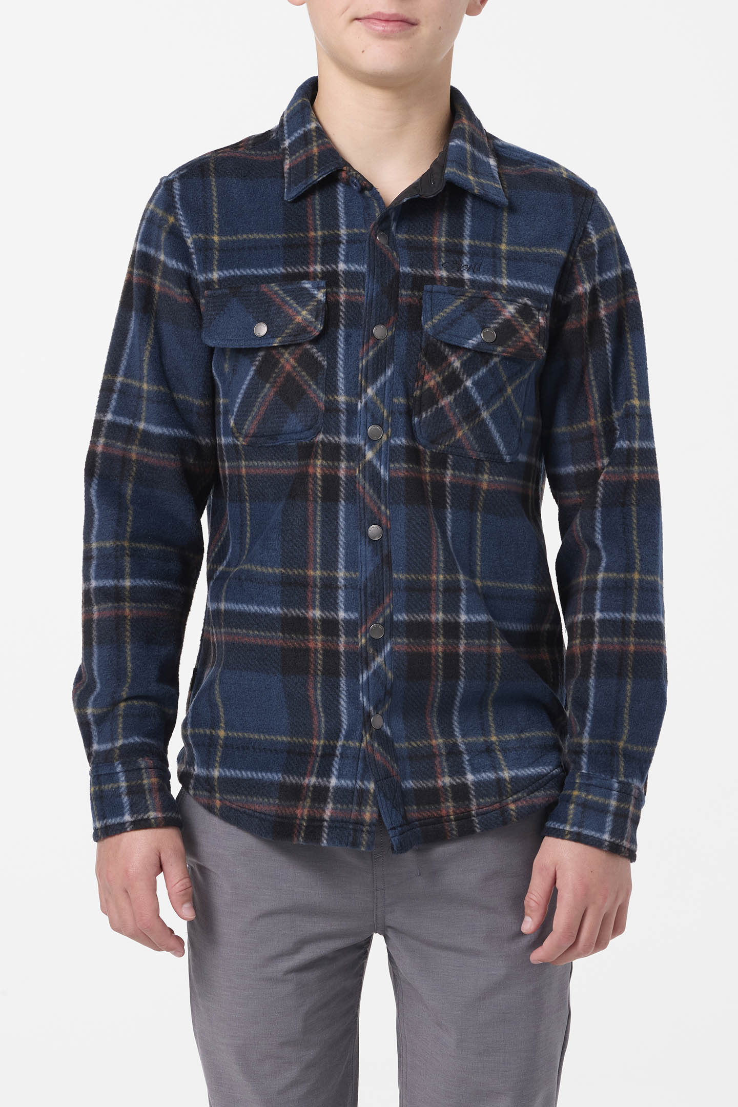 Boy's Glacier Plaid Superfleece Long Sleeve Shirt - Midnight Navy
