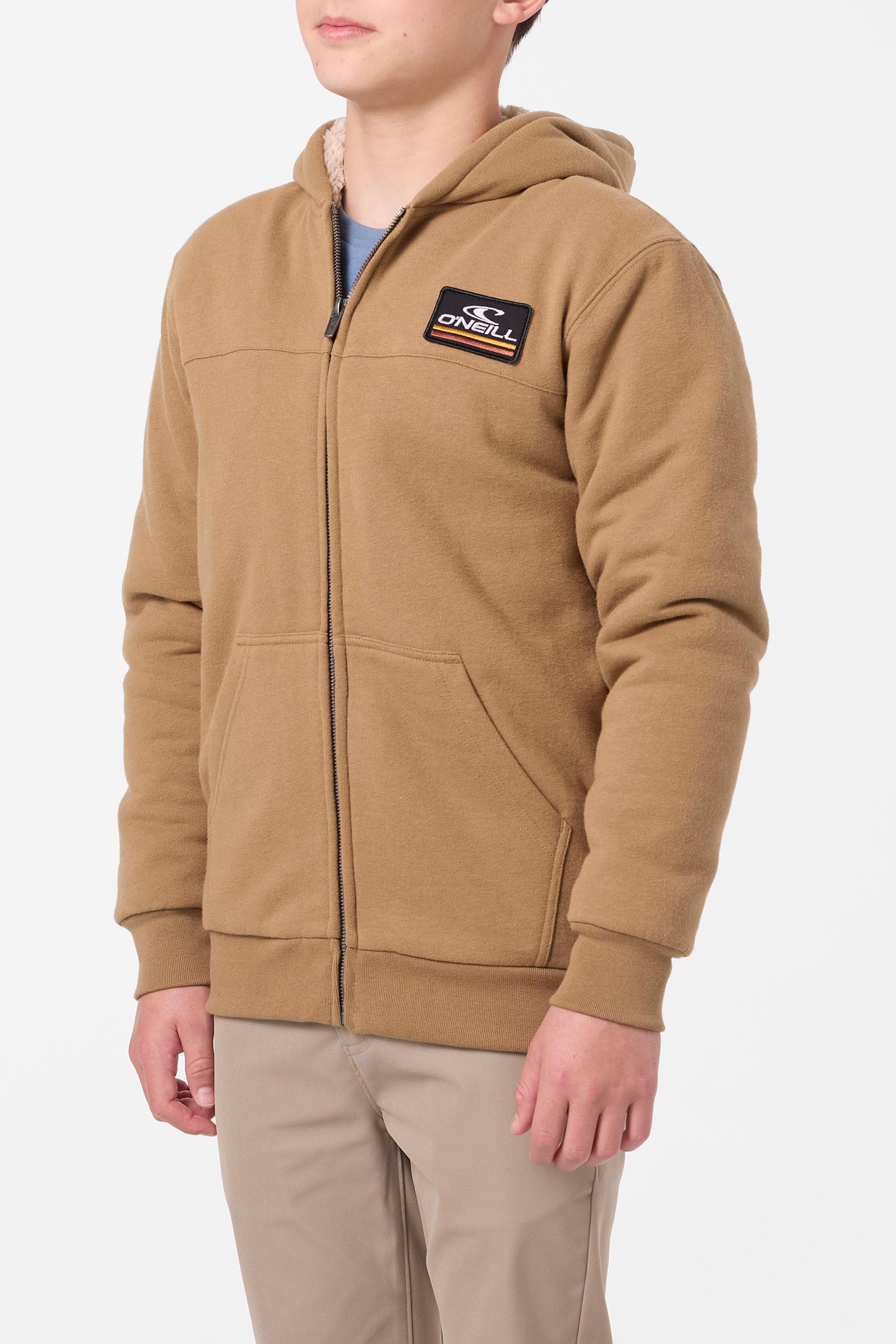 Boy's Fifty Two High Pile Zip Zip Fleece - Dark Khaki | O'Neill