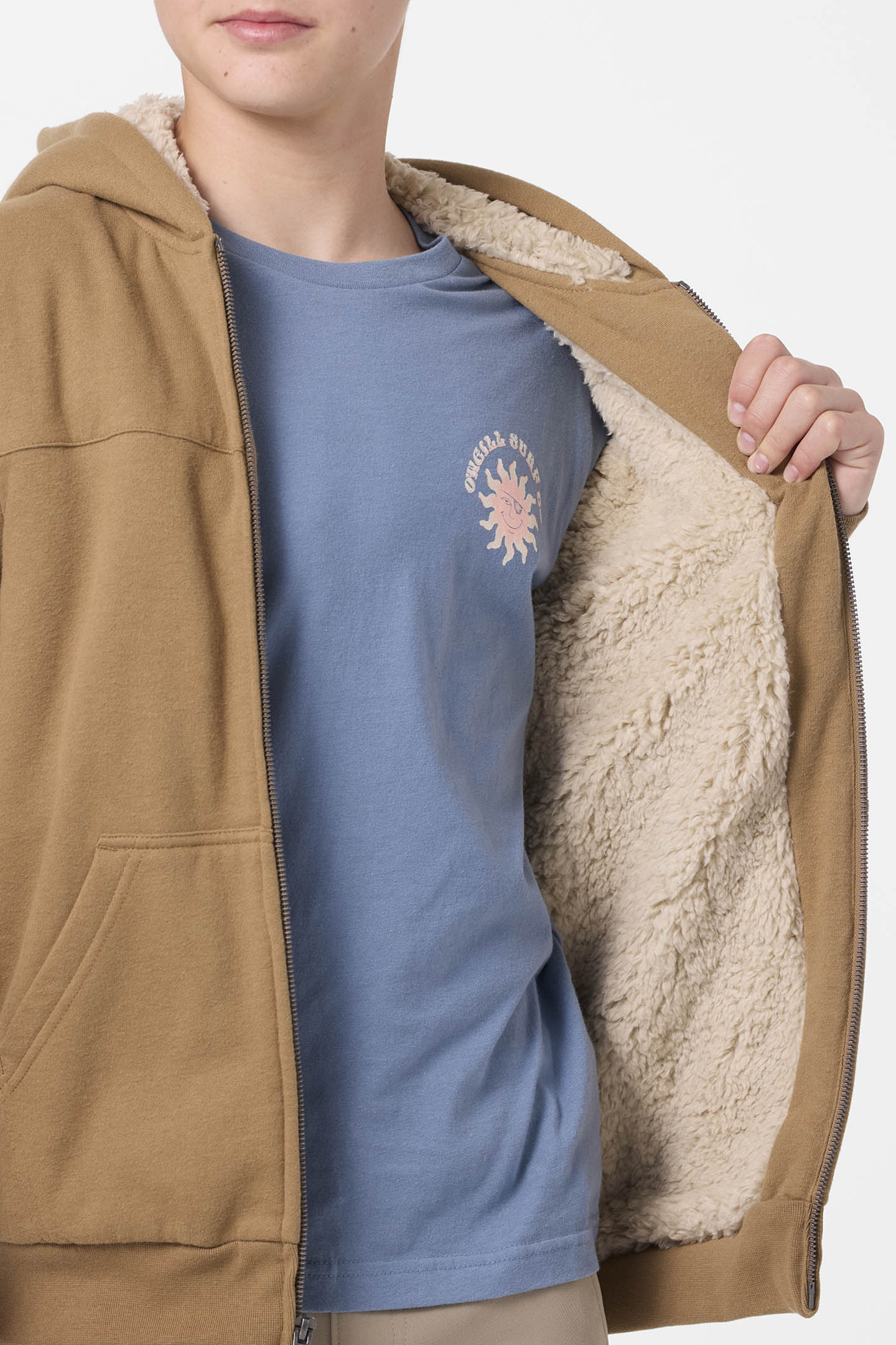 Boy's Fifty Two High Pile Zip Zip Fleece - Dark Khaki | O'Neill