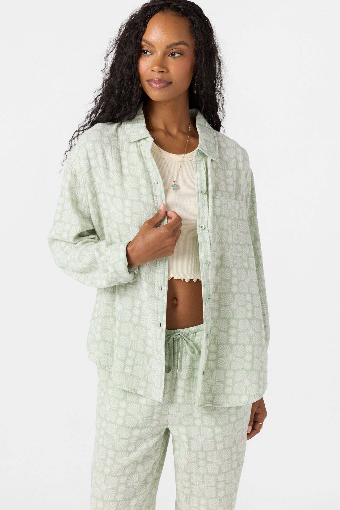 Leni Relaxed Geo Long Sleeve Top - Seafoam | O'Neill