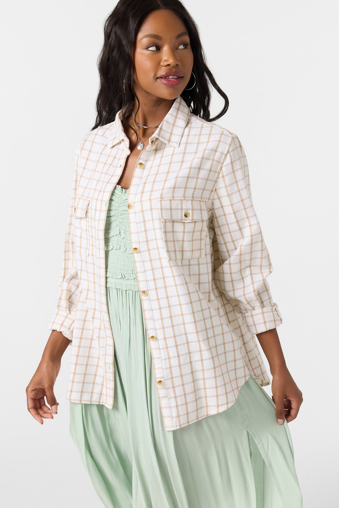 Brooks Flannel Long Sleeve Top - Winter White | O'Neill