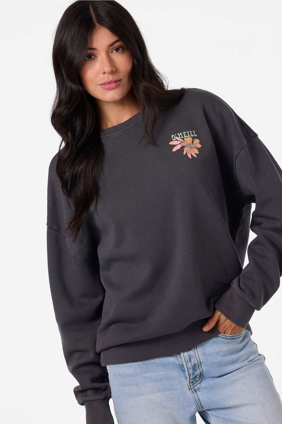 Solis Crew Crew Neck Fleece - Washed Black | O