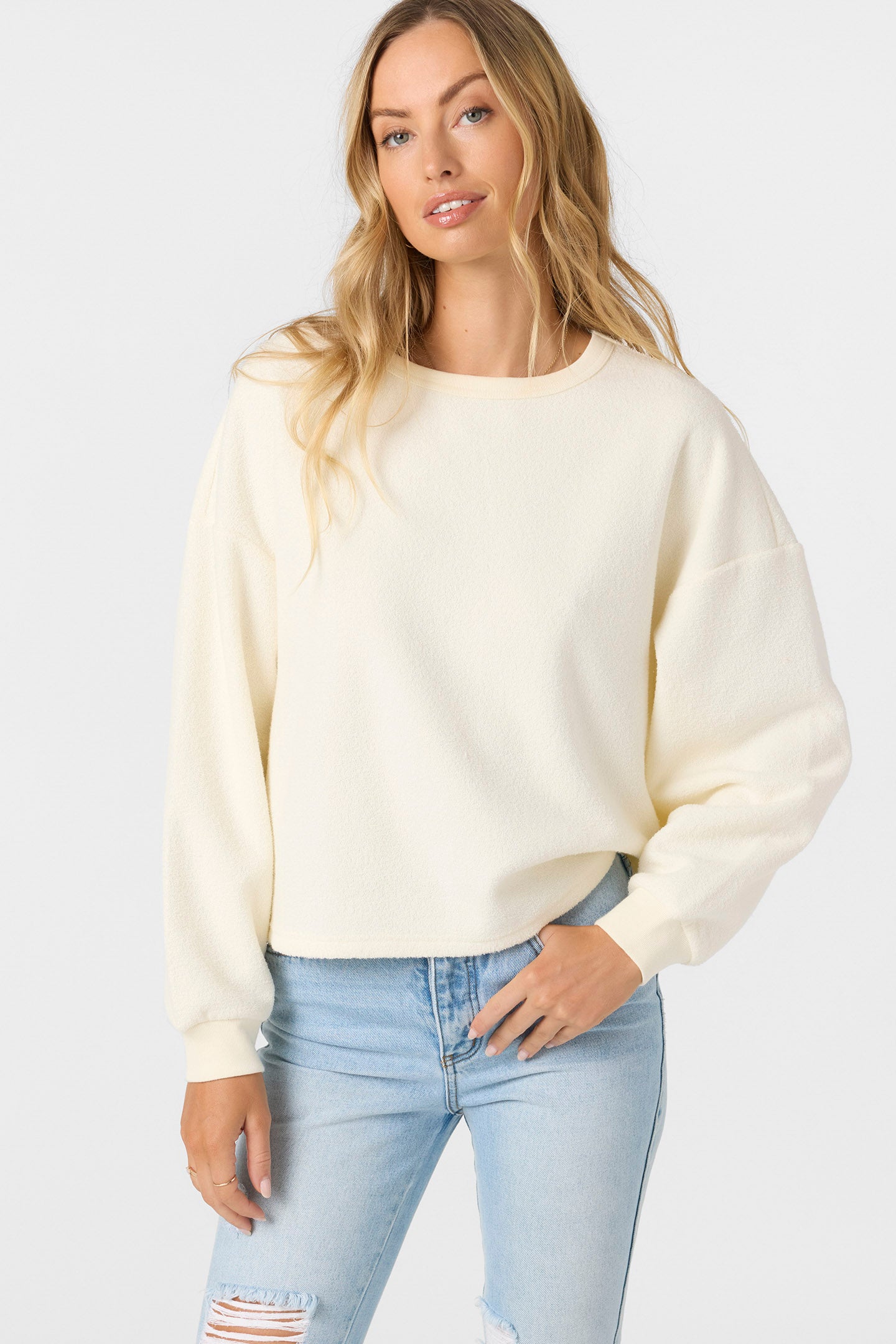 DESIGN - Sweat oversize en polaire avec col à boutons-pression et