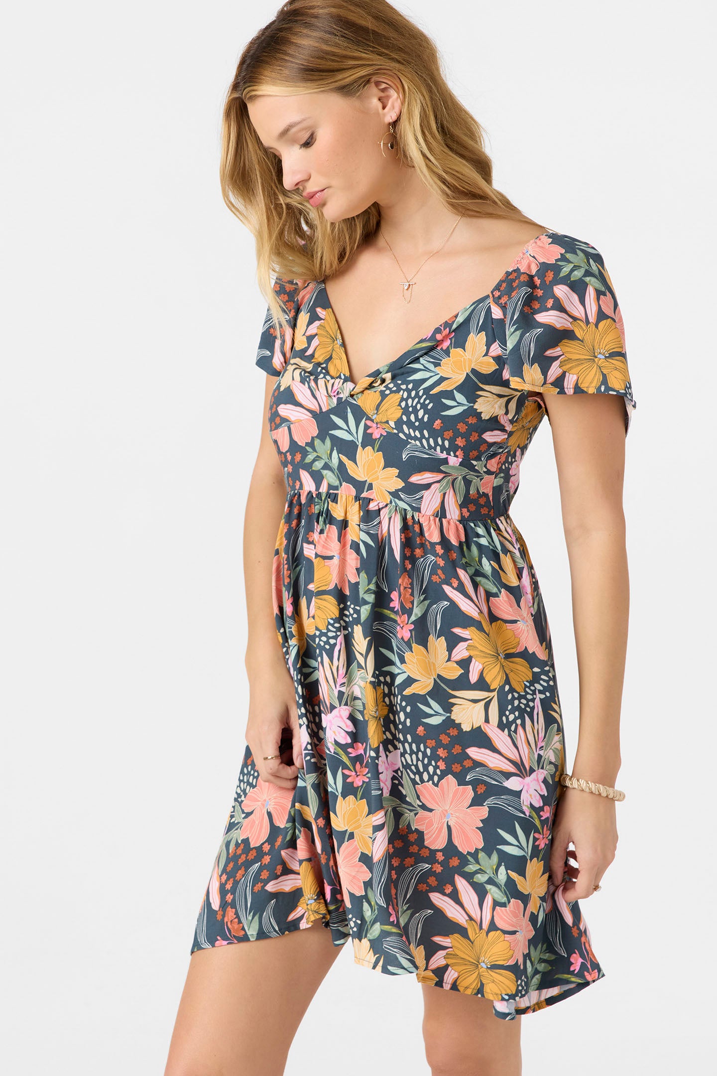 carina mini dress Carina Floral Mini Dress XS / SLATE
