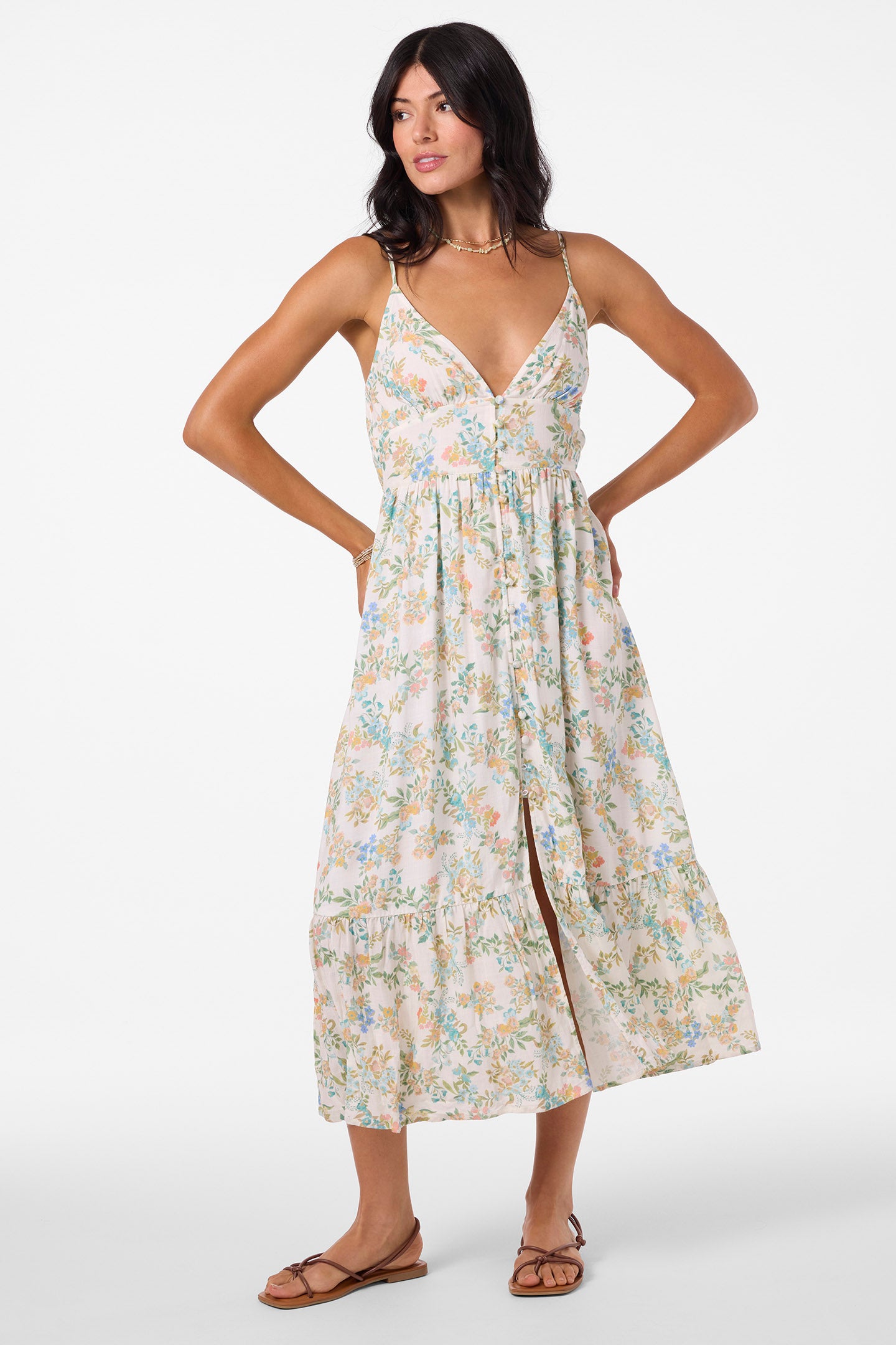 Pilar Nayomi Floral Midi Dress XS / WINTER WHITE