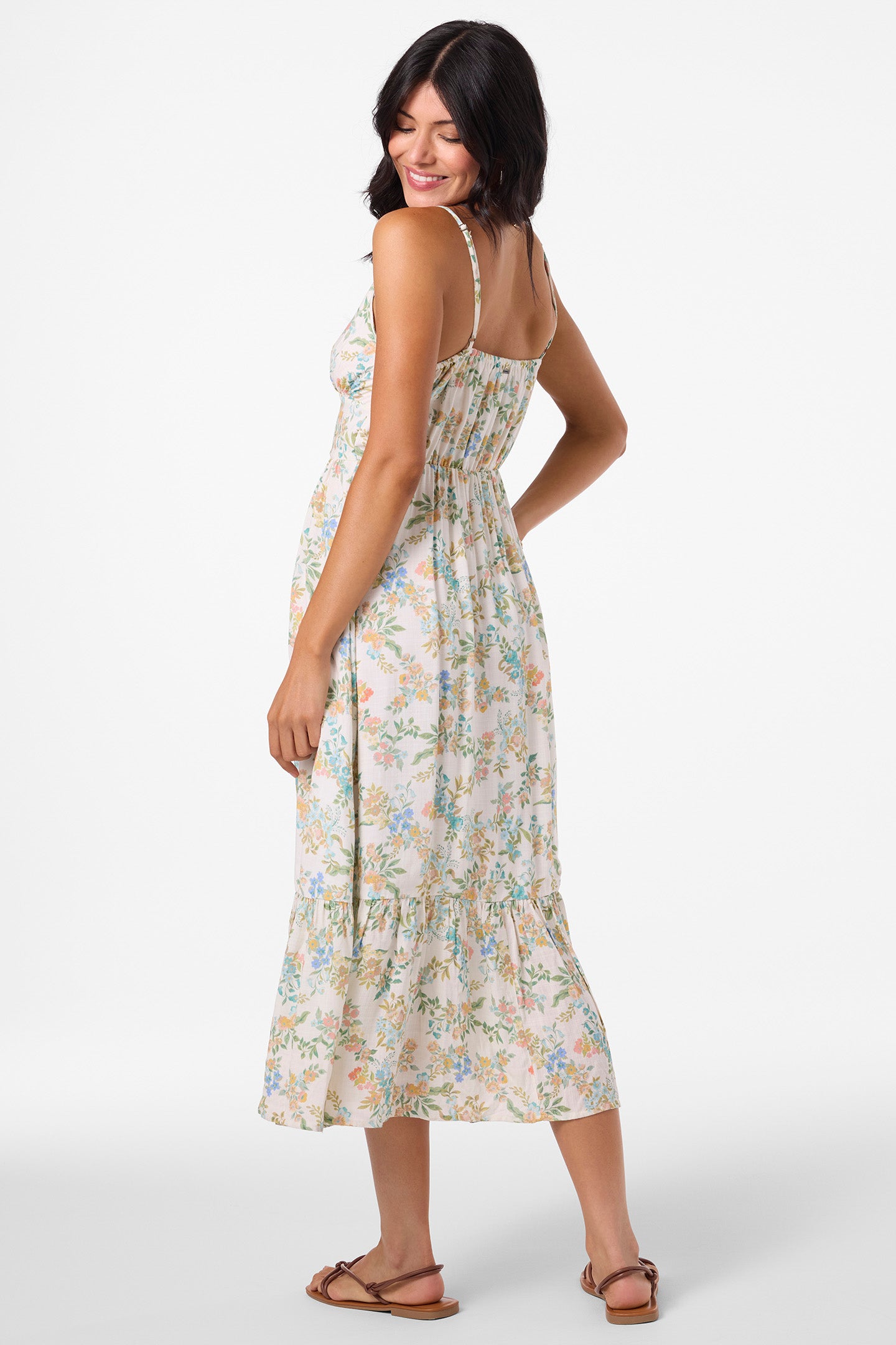 Pilar Nayomi Floral Midi Dress - Winter White