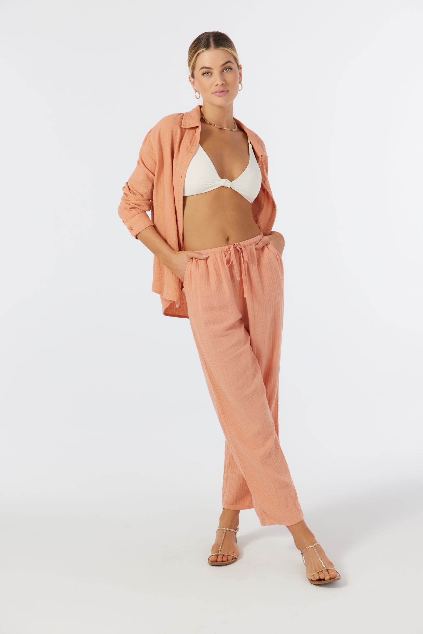 BRENDA CRINKLE DOUBLE GAUZE BEACH PANTS