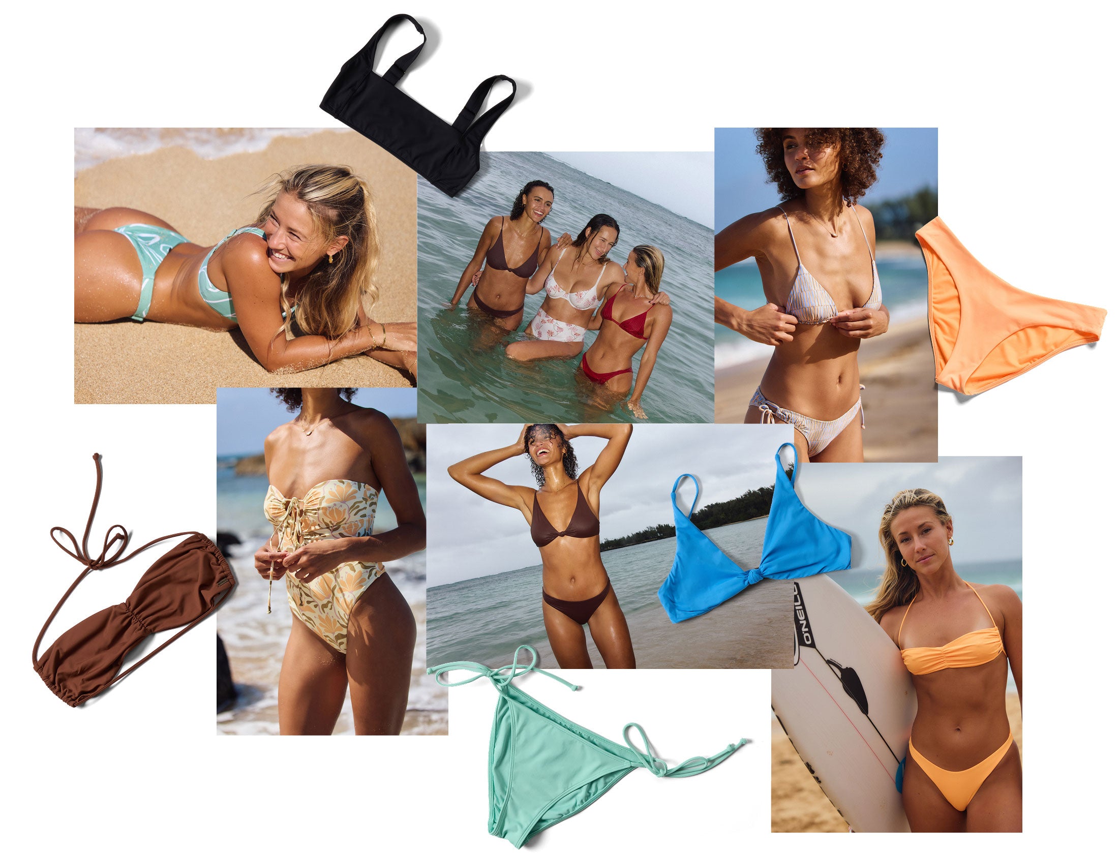 Collage of women's swimwear