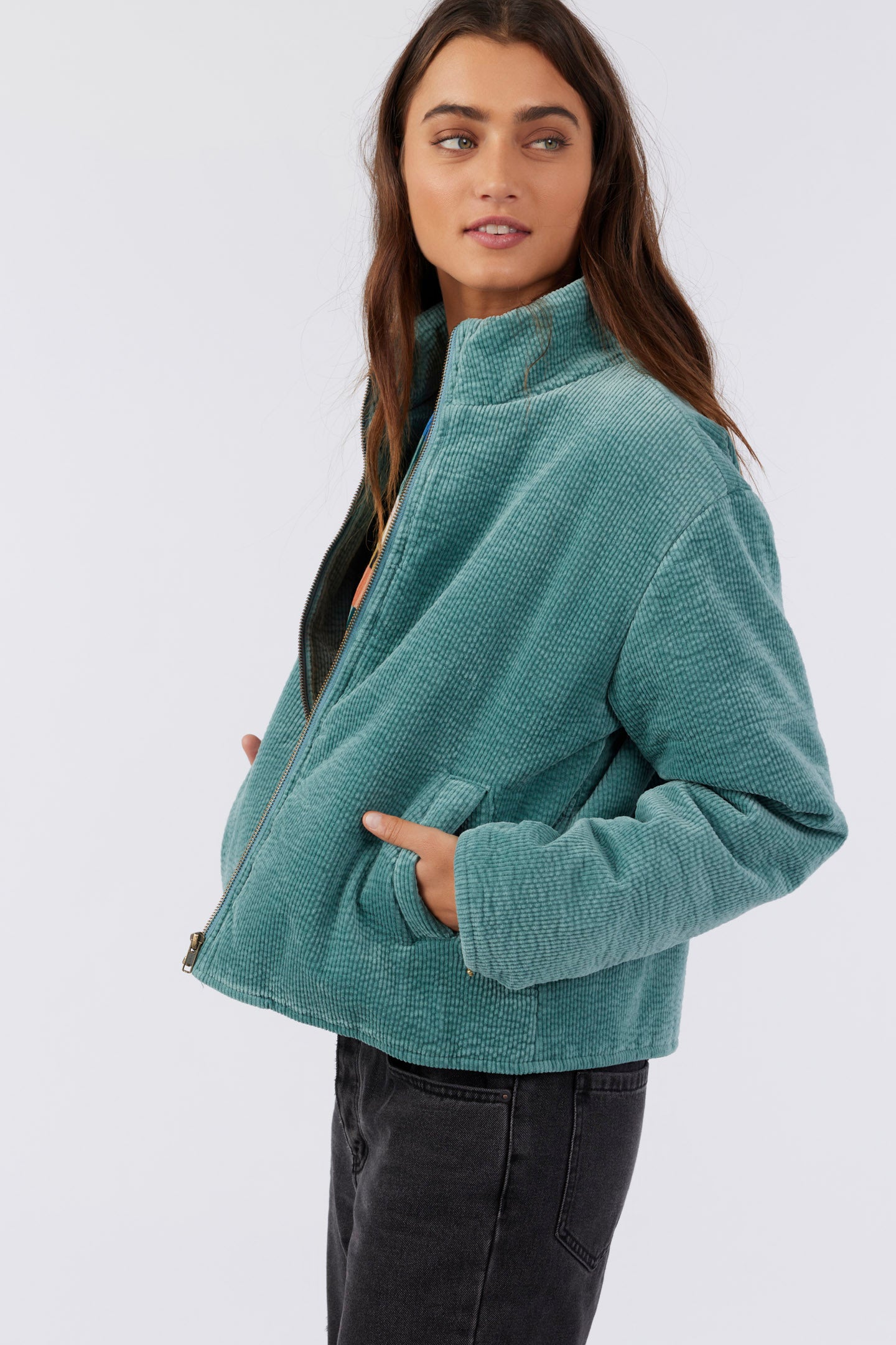 Novah Corduroy Quilted Zip Jacket - Trellis | O'Neill