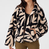 Rori Beach Hut Geo High Pile Fleece Cropped Jacket