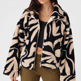 Rori Beach Hut Geo High Pile Fleece Cropped Jacket