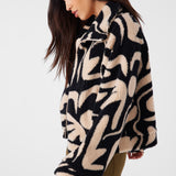 Rori Beach Hut Geo High Pile Fleece Cropped Jacket