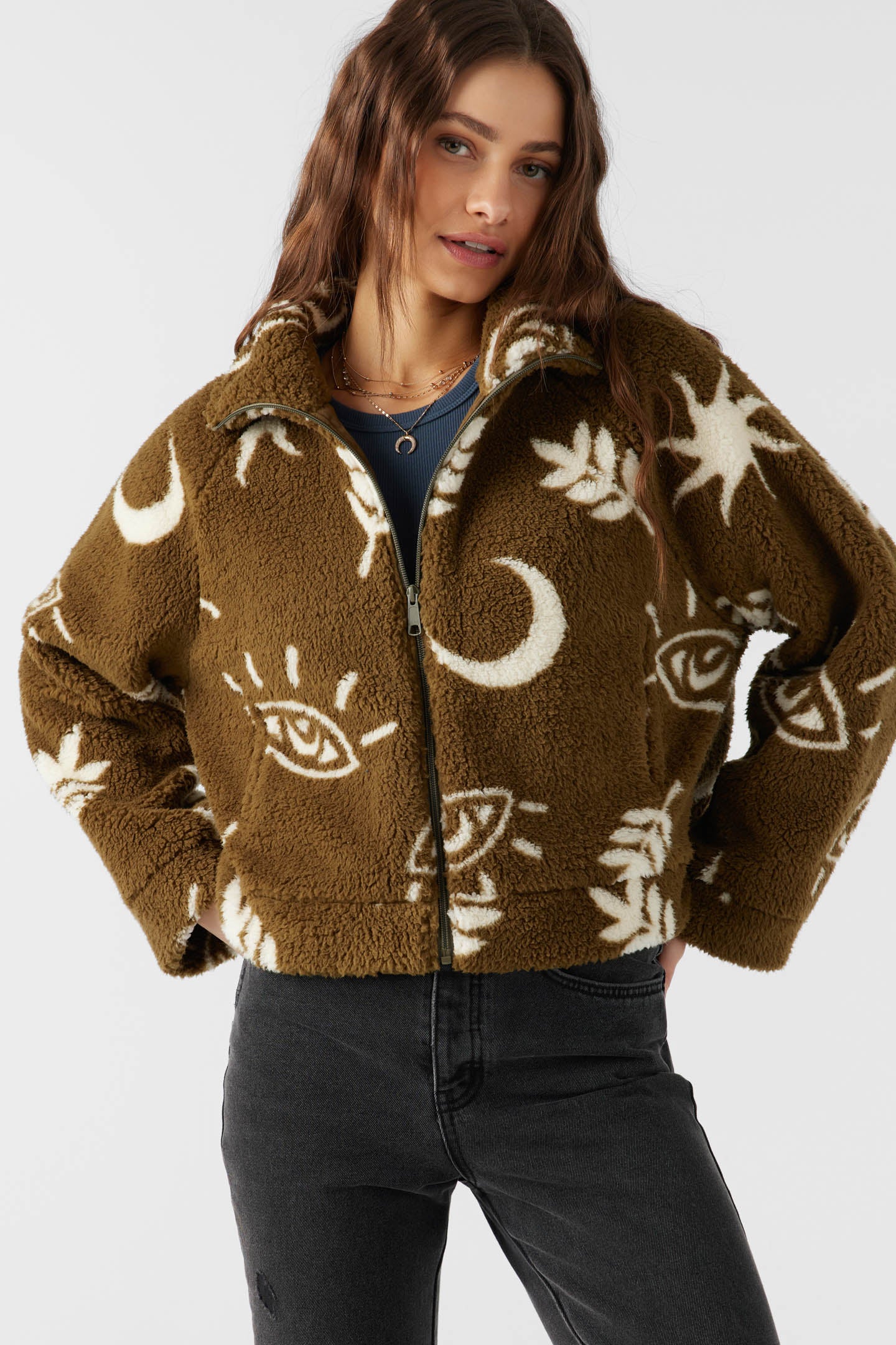 Rori High Pile Fleece Cropped Jacket - Military Olive | O'Neill