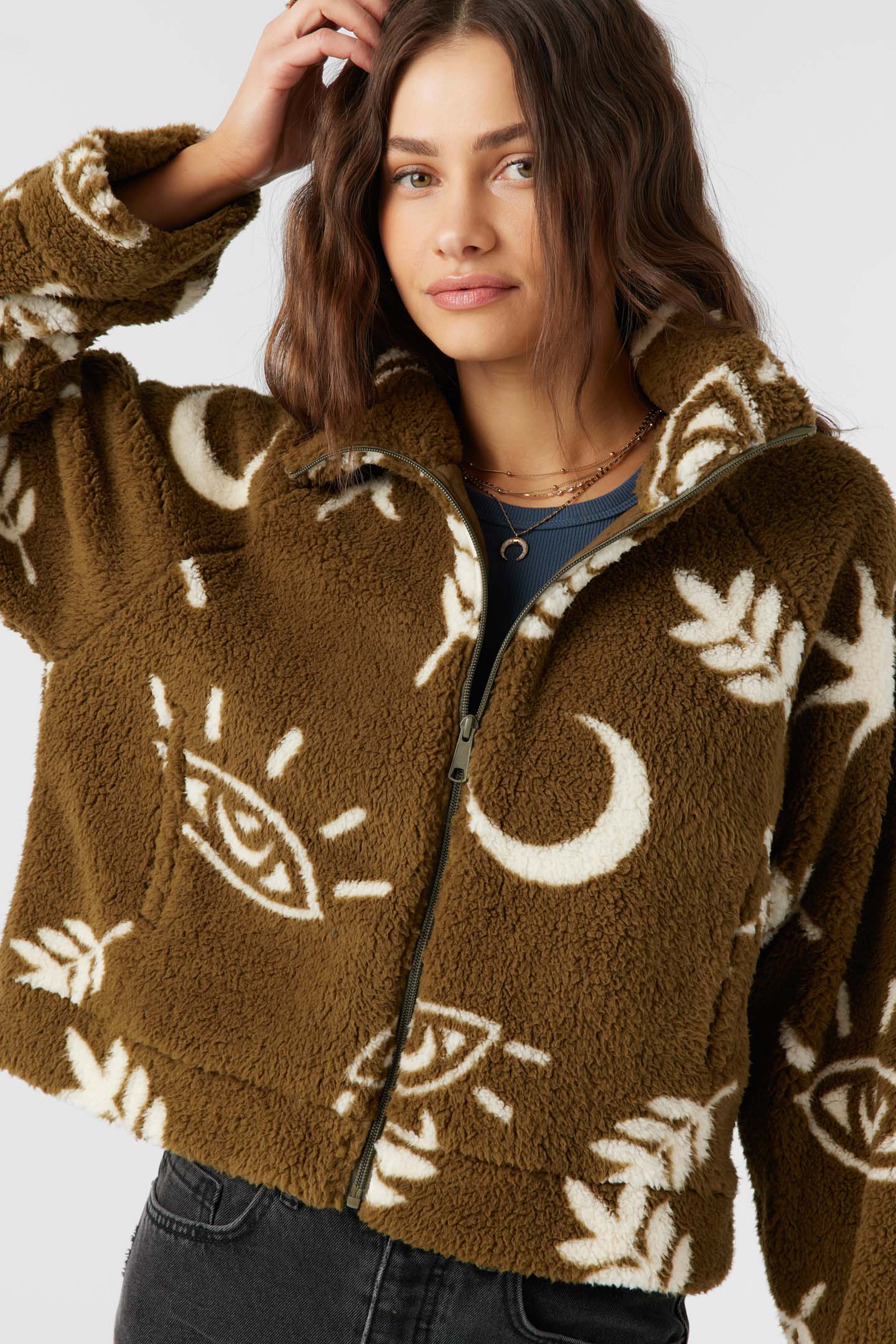 Rori High Pile Fleece Cropped Jacket - Military Olive | O'Neill