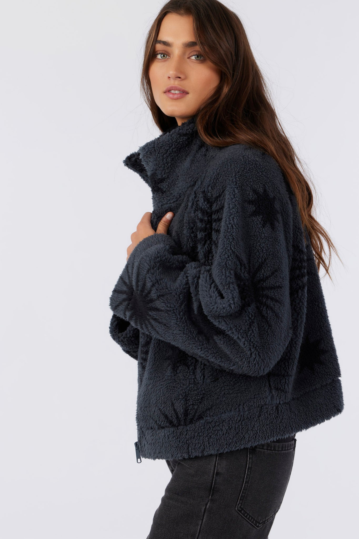 Rori High Pile Fleece Cropped Jacket - Slate | O'Neill