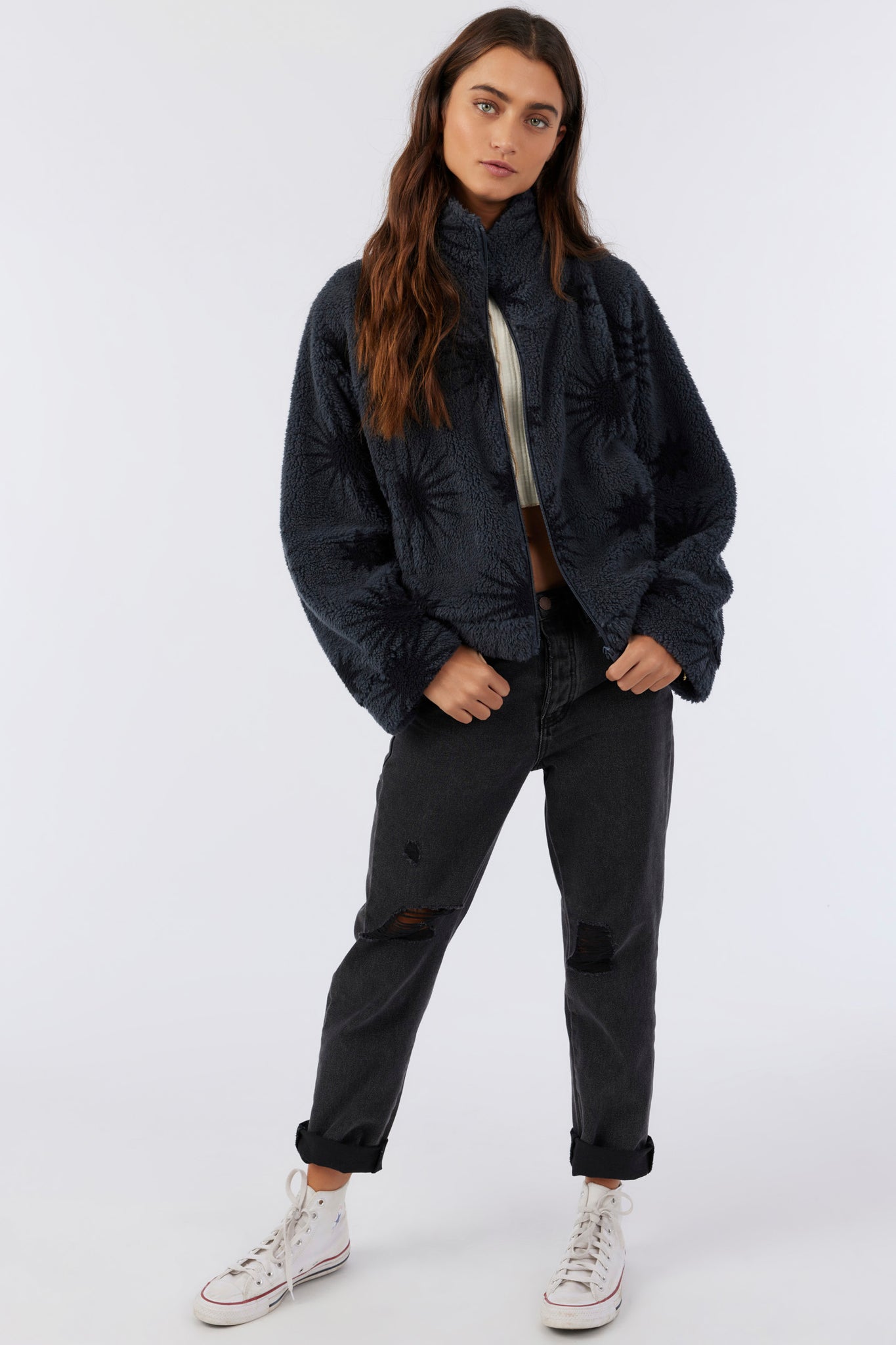 Rori High Pile Fleece Cropped Jacket - Slate | O'Neill