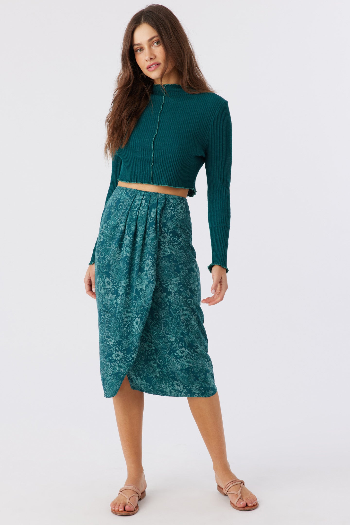 Corrine Satin Midi Skirt - Deep Teal | O'Neill