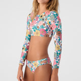 Girl's Tenley Floral Long Sleeve Crop Top Set