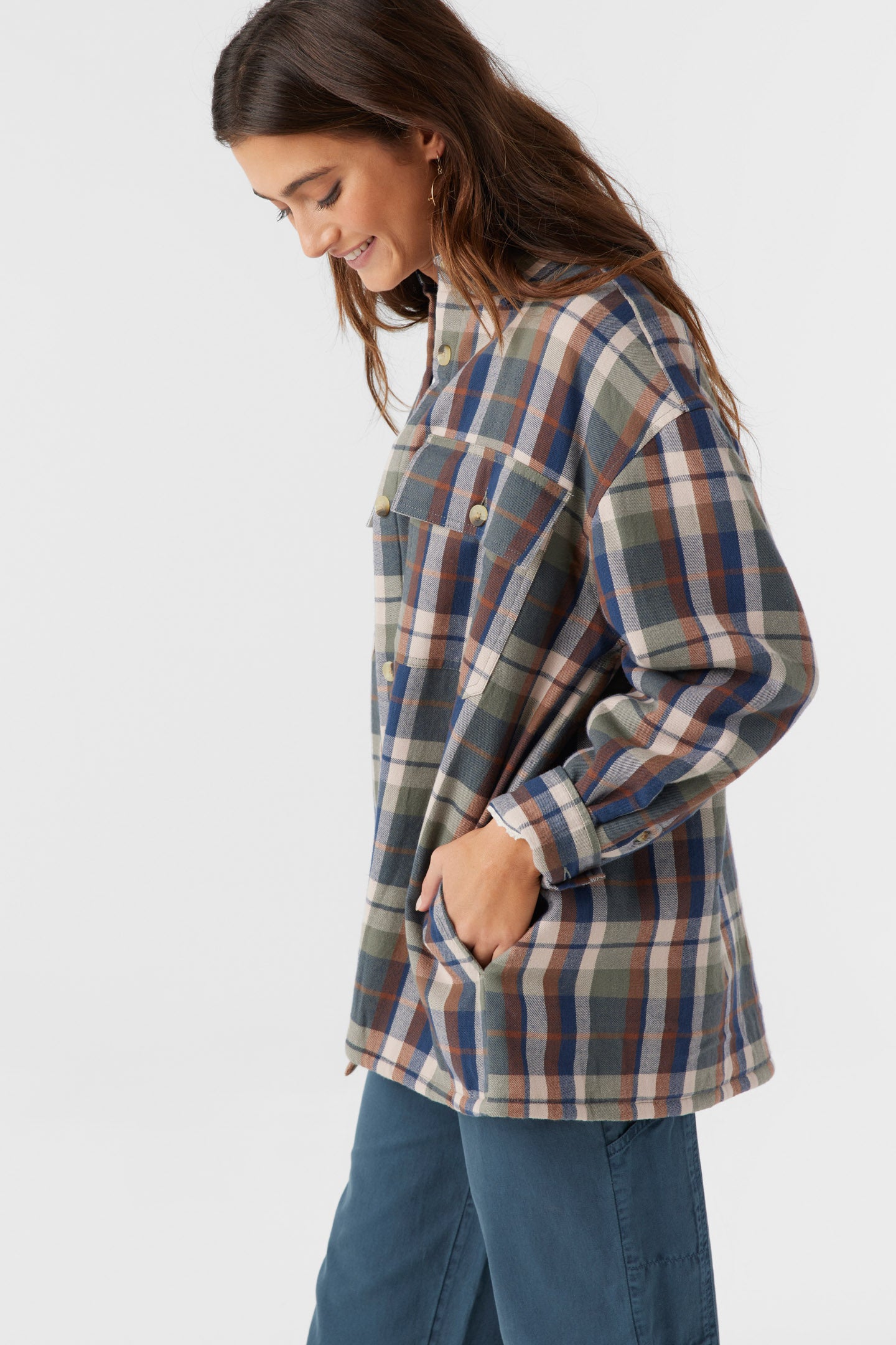 Chance High Pile Lined Flannel Jacket - Oil Green | O'Neill