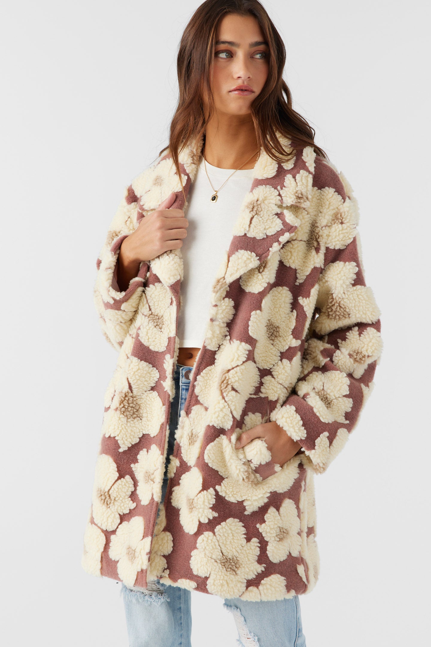 Harper High Pile Floral Jacket - Burlwood | O'Neill