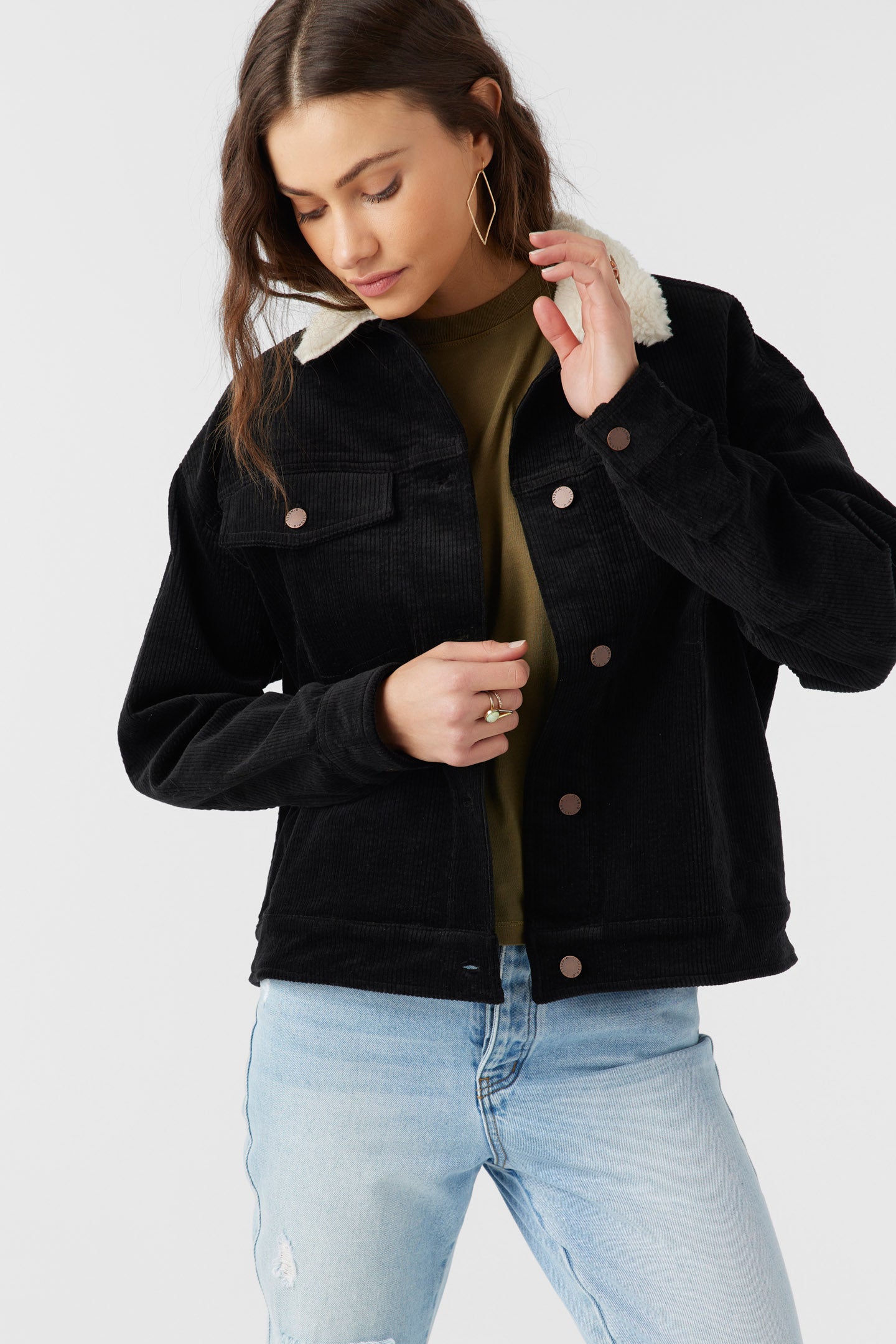 Aubrey Coduroy Trucker Jacket - Black | O'Neill