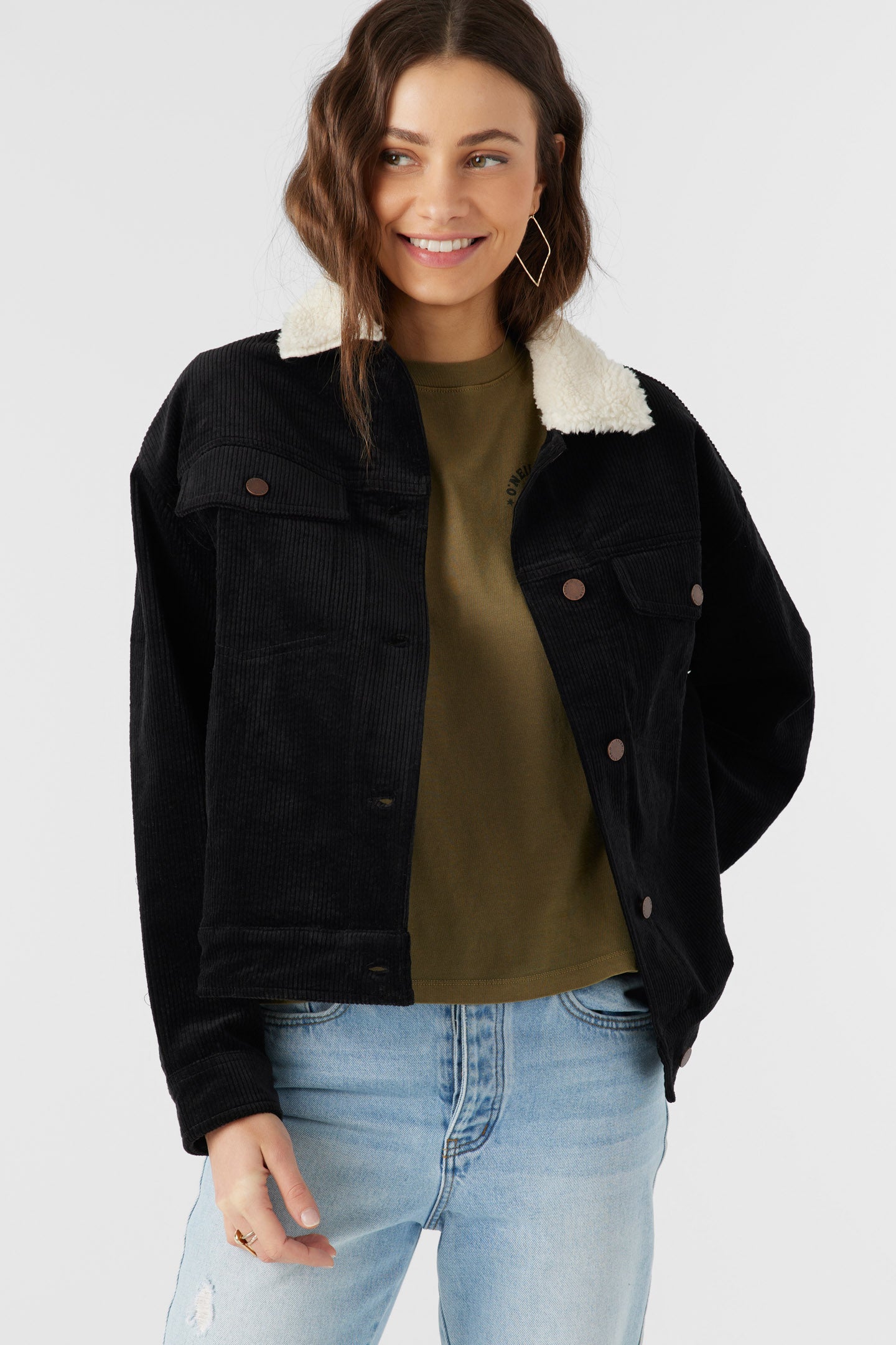 Aubrey Coduroy Trucker Jacket - Black | O'Neill