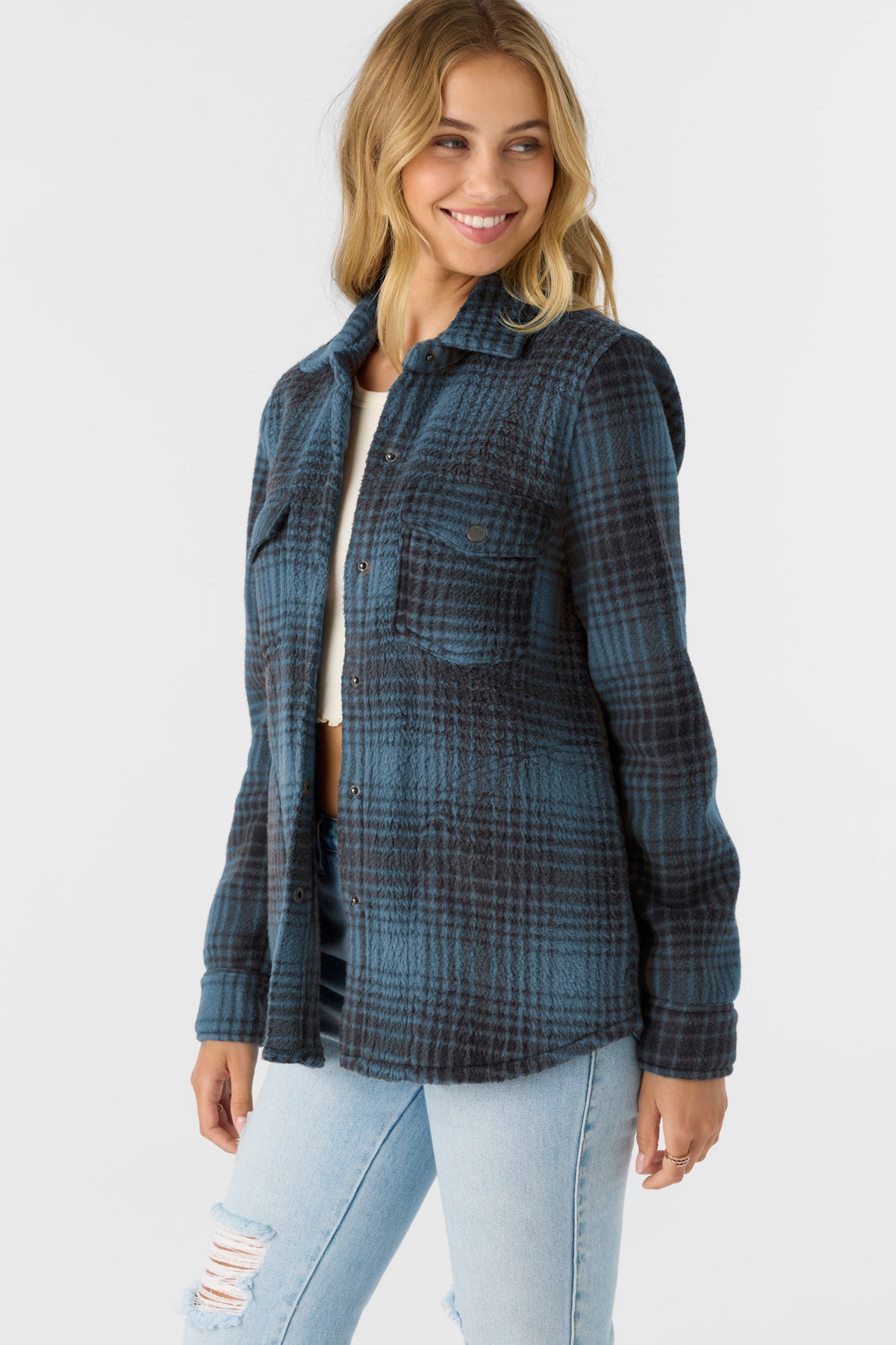 Zuma High Pile Overshirt Jacket - Blue Shadow | O