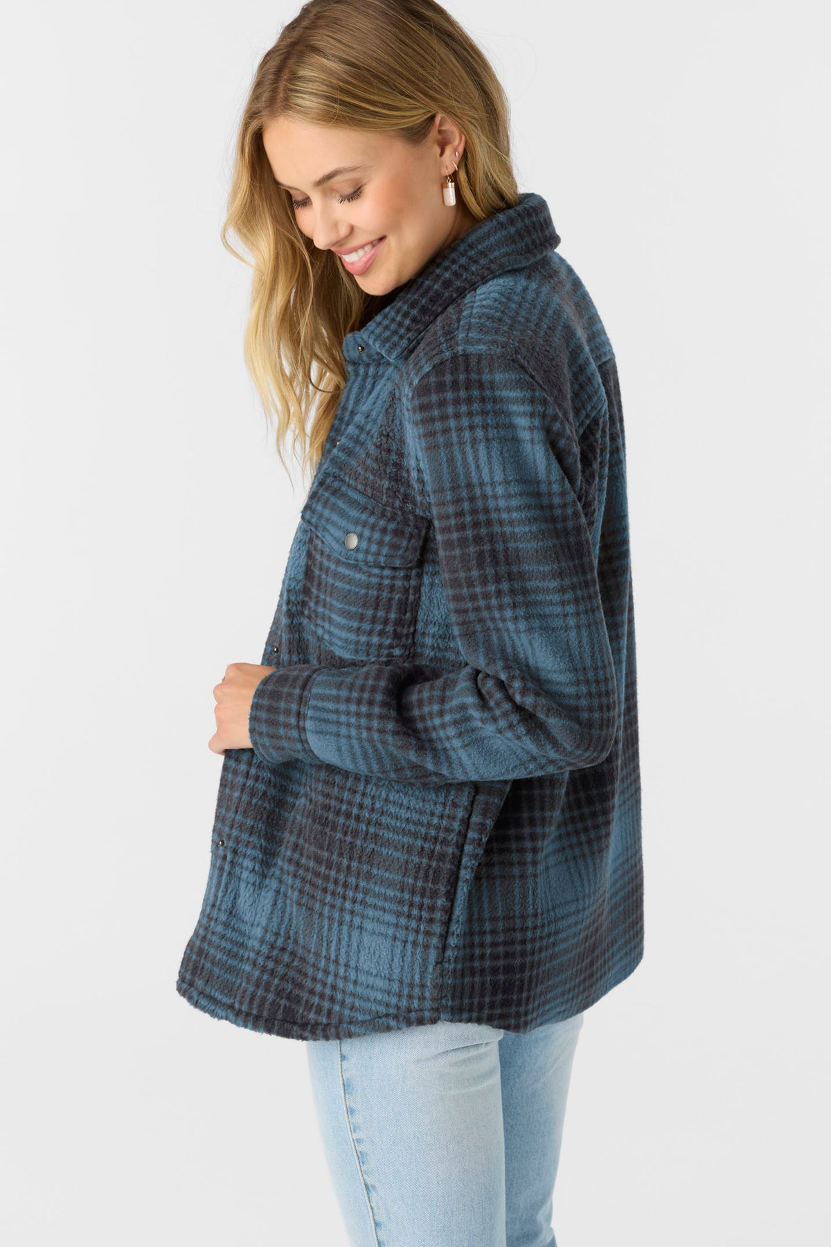 Zuma High Pile Overshirt Jacket - Blue Shadow | O