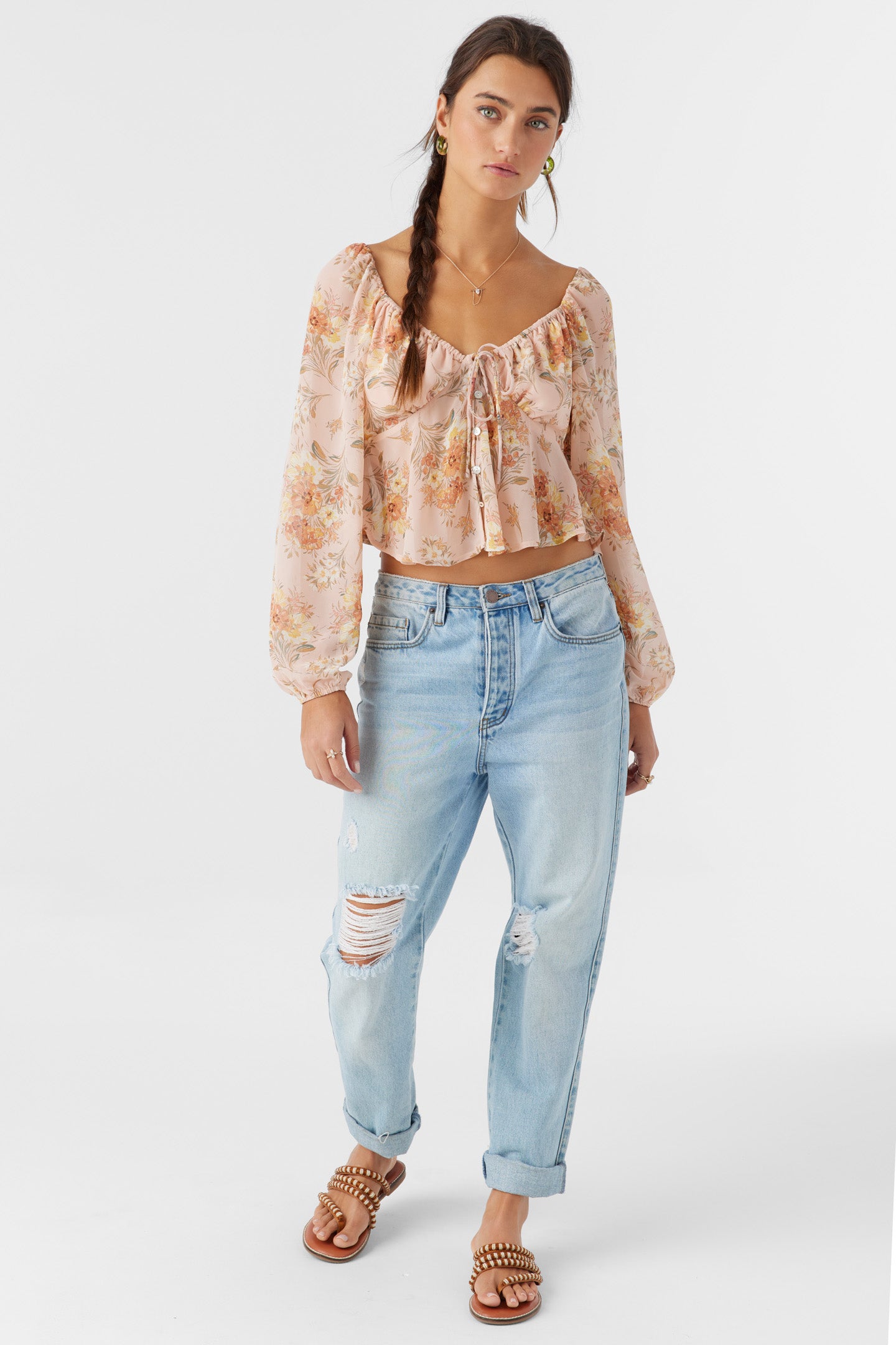 NOA NAYA FLORAL LONG SLEEVE TOP