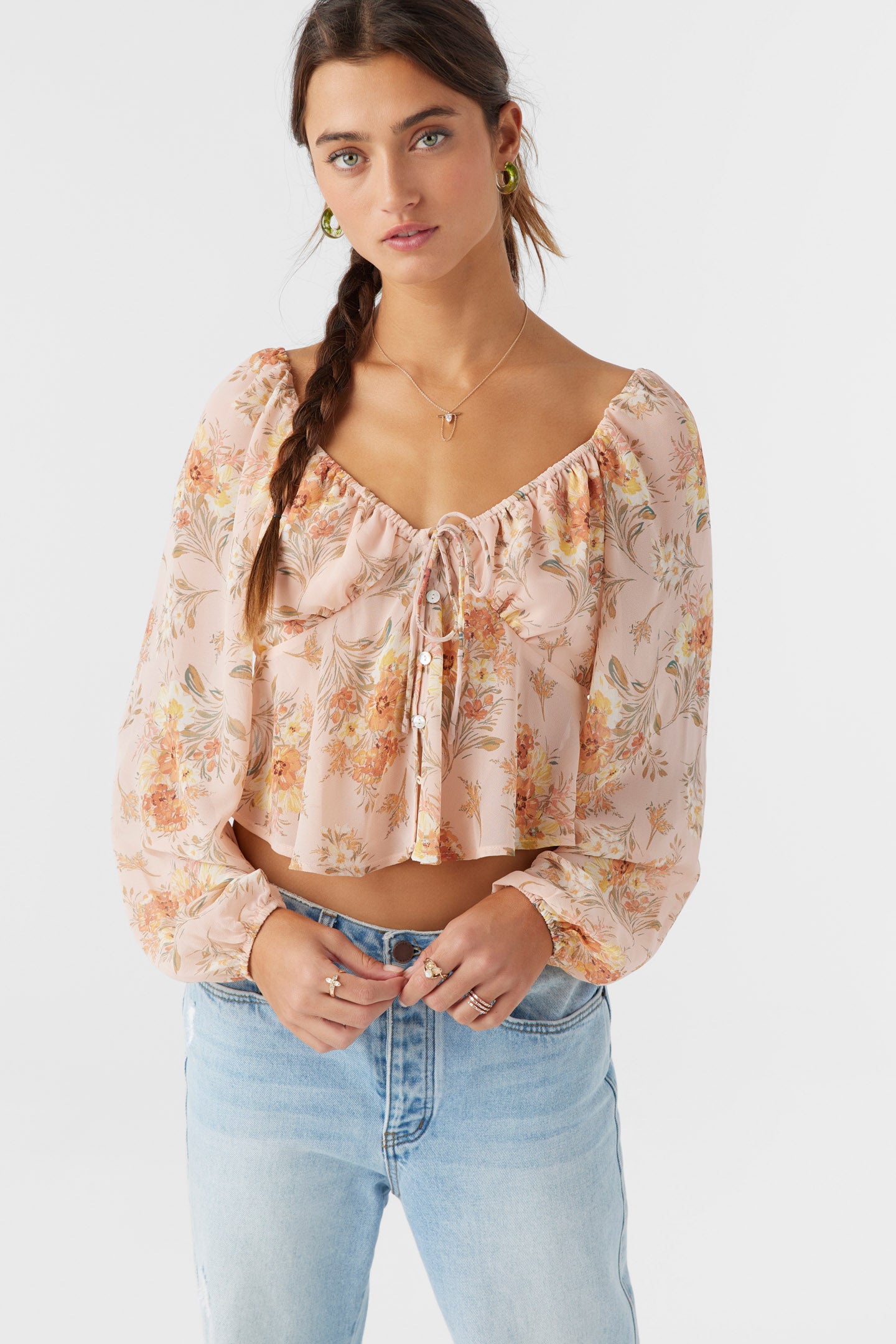 NOA NAYA FLORAL LONG SLEEVE TOP