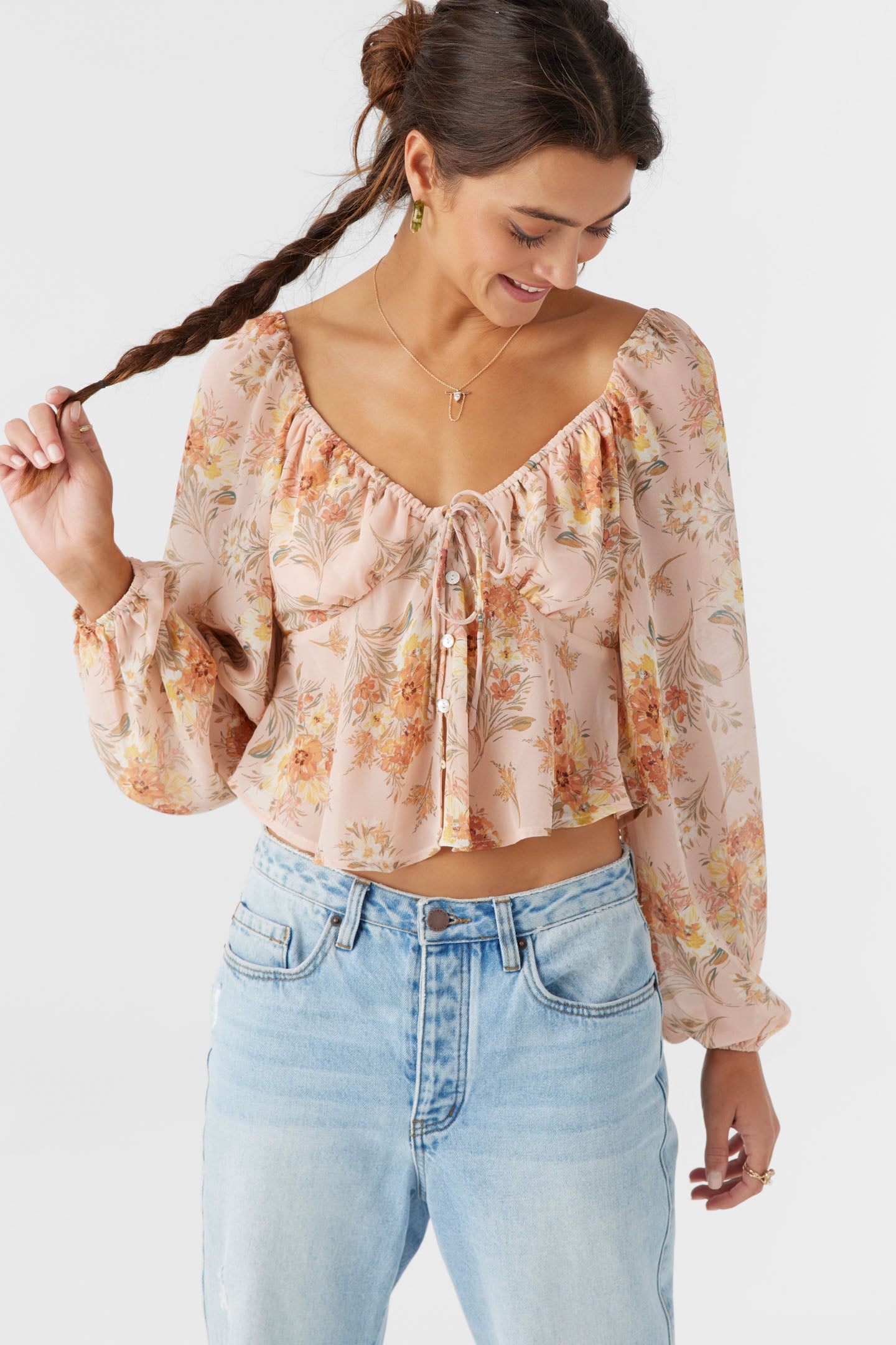 NOA NAYA FLORAL LONG SLEEVE TOP