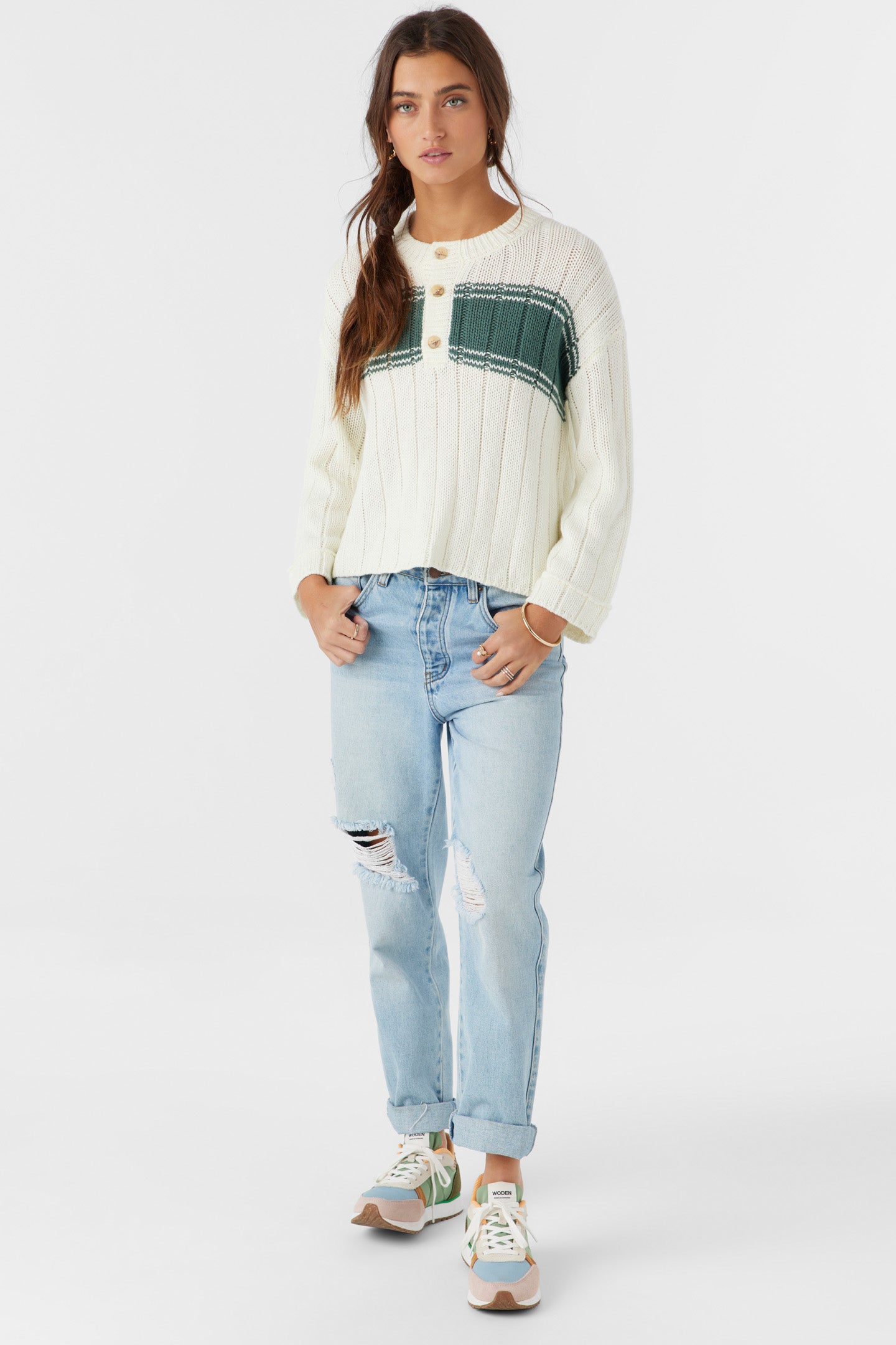 Oceanfront Stripe Long Sleeve Sweater - Winter White | O'Neill