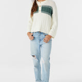 Oceanfront Stripe Henley Long Sleeve Sweater