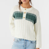 Oceanfront Stripe Henley Long Sleeve Sweater