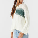 Oceanfront Stripe Henley Long Sleeve Sweater