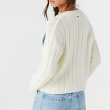 Oceanfront Stripe Henley Long Sleeve Sweater