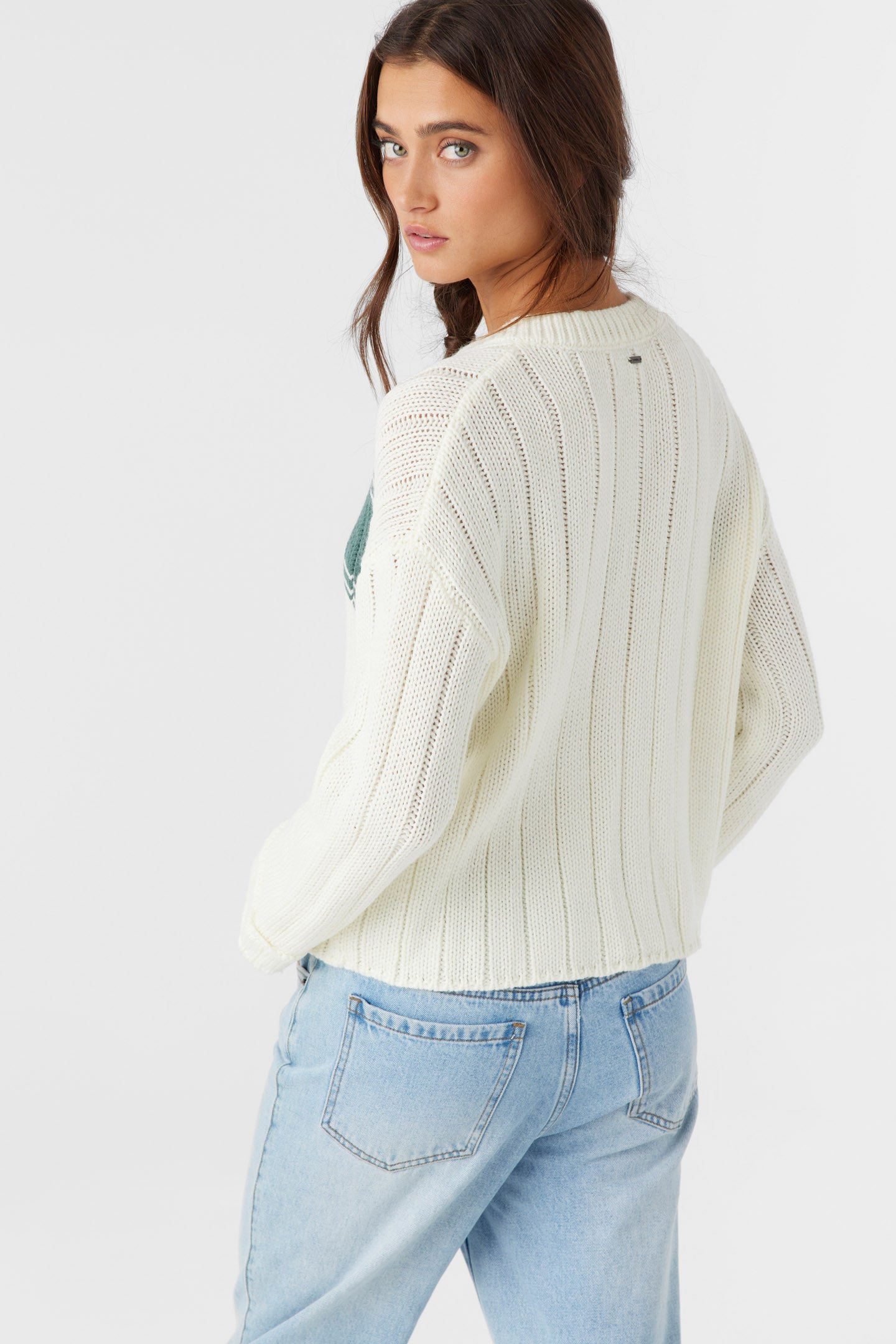 OCEANFRONT STRIPE HENLEY LONG SLEEVE SWEATER