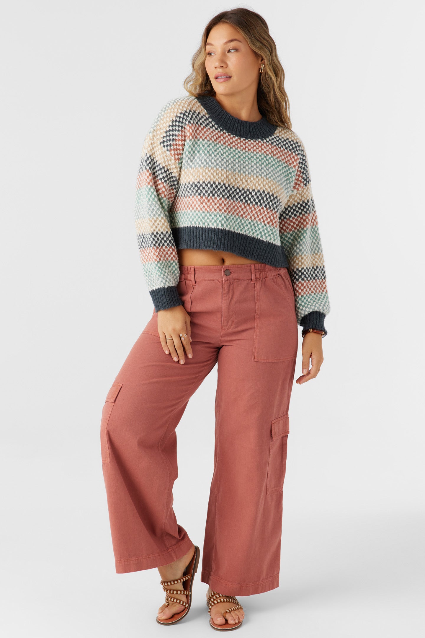 Billie Crop Long Sleeve Sweater - Slate | O'Neill