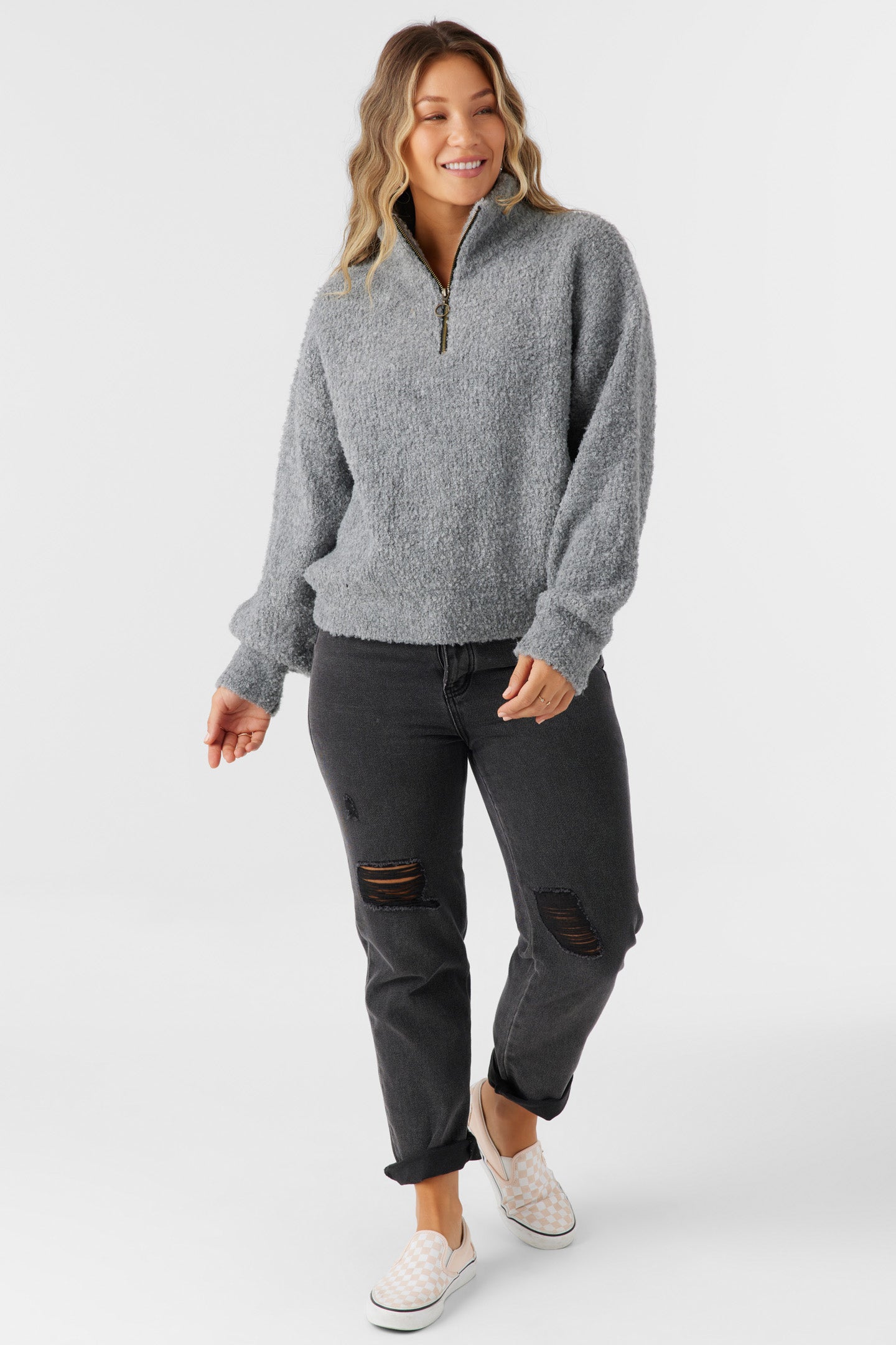 GEORGIANA MOCKNECK HALF-ZIP SWEATER