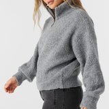 Georgiana Mockneck Half-Zip Sweater